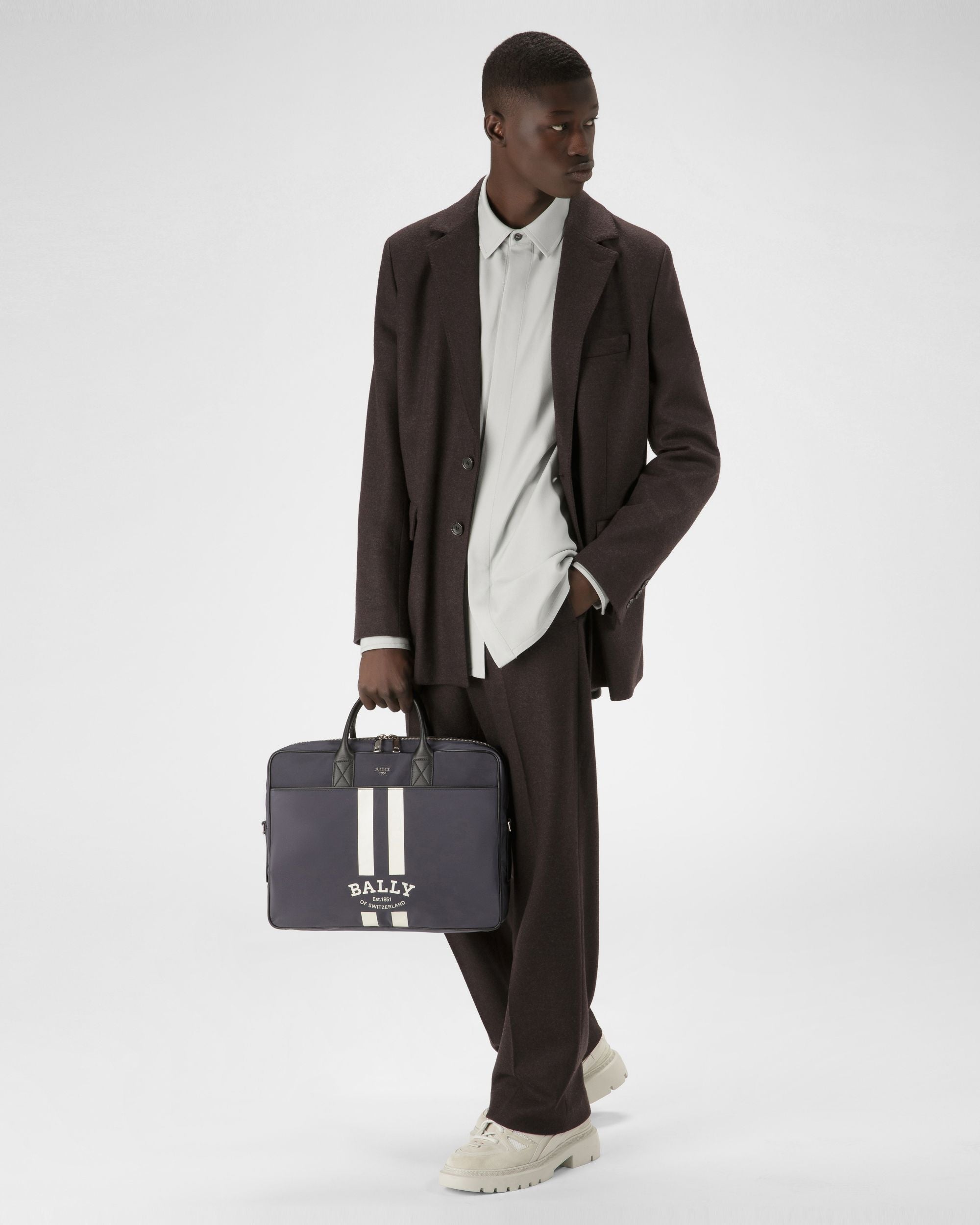 Faldy Eco-Nylon Business Bag In Navy - Men's - Bally - 02
