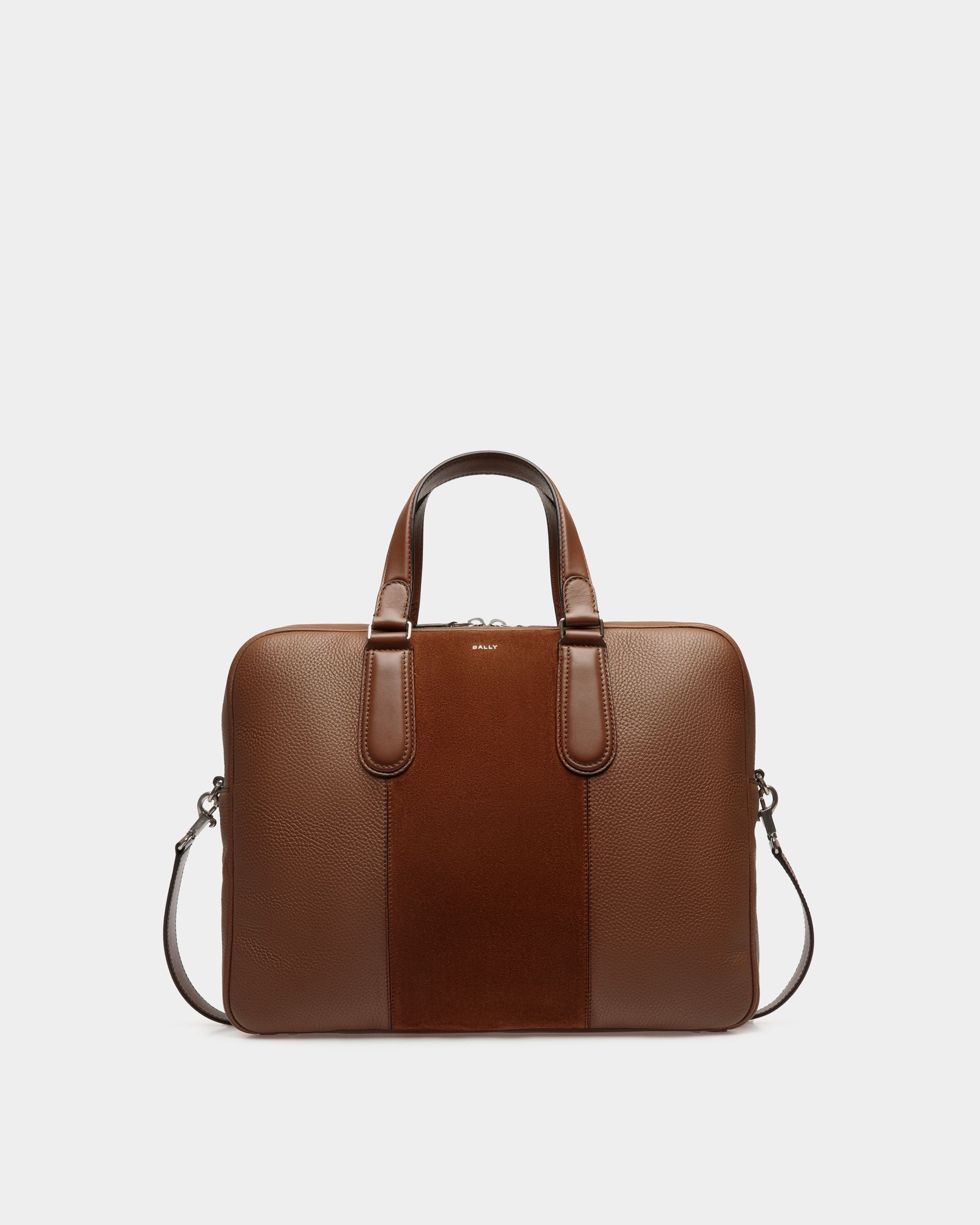 Spin Briefcase in Brown Leather - Men's - Bally - 01