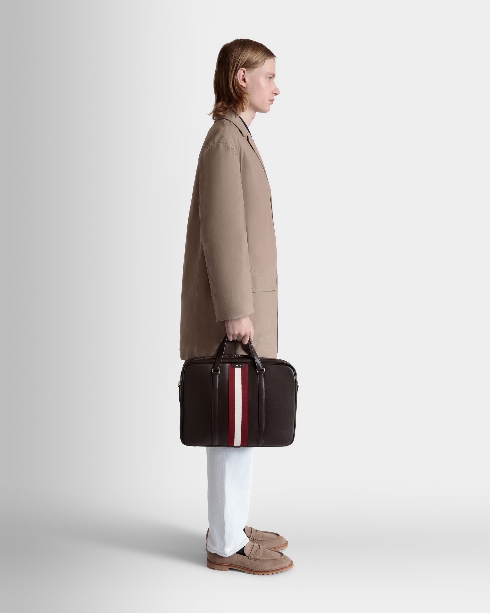 Code Briefcase in Ebano Leather - Men's - Bally - 02