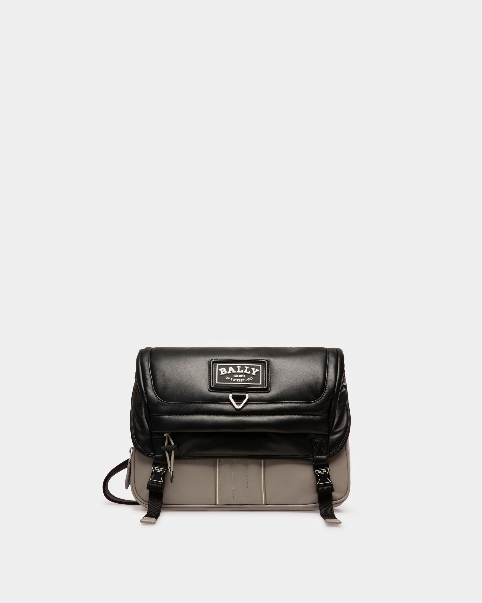 Adil Leather Messenger Bag In Sasso & Black - Men's - Bally - 01