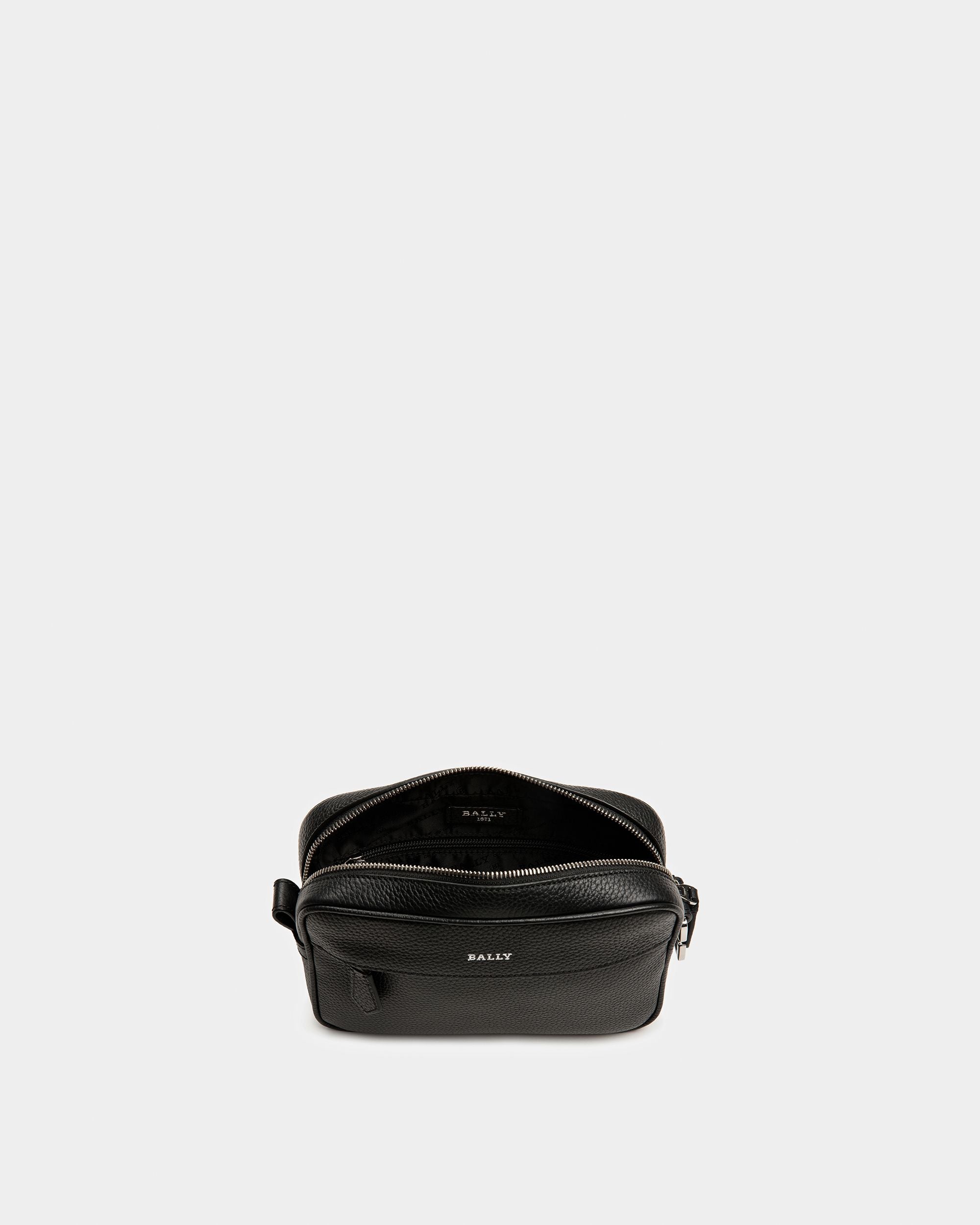 Hal Leather Crossbody Bag In Black And Palladium - Men's - Bally - 04