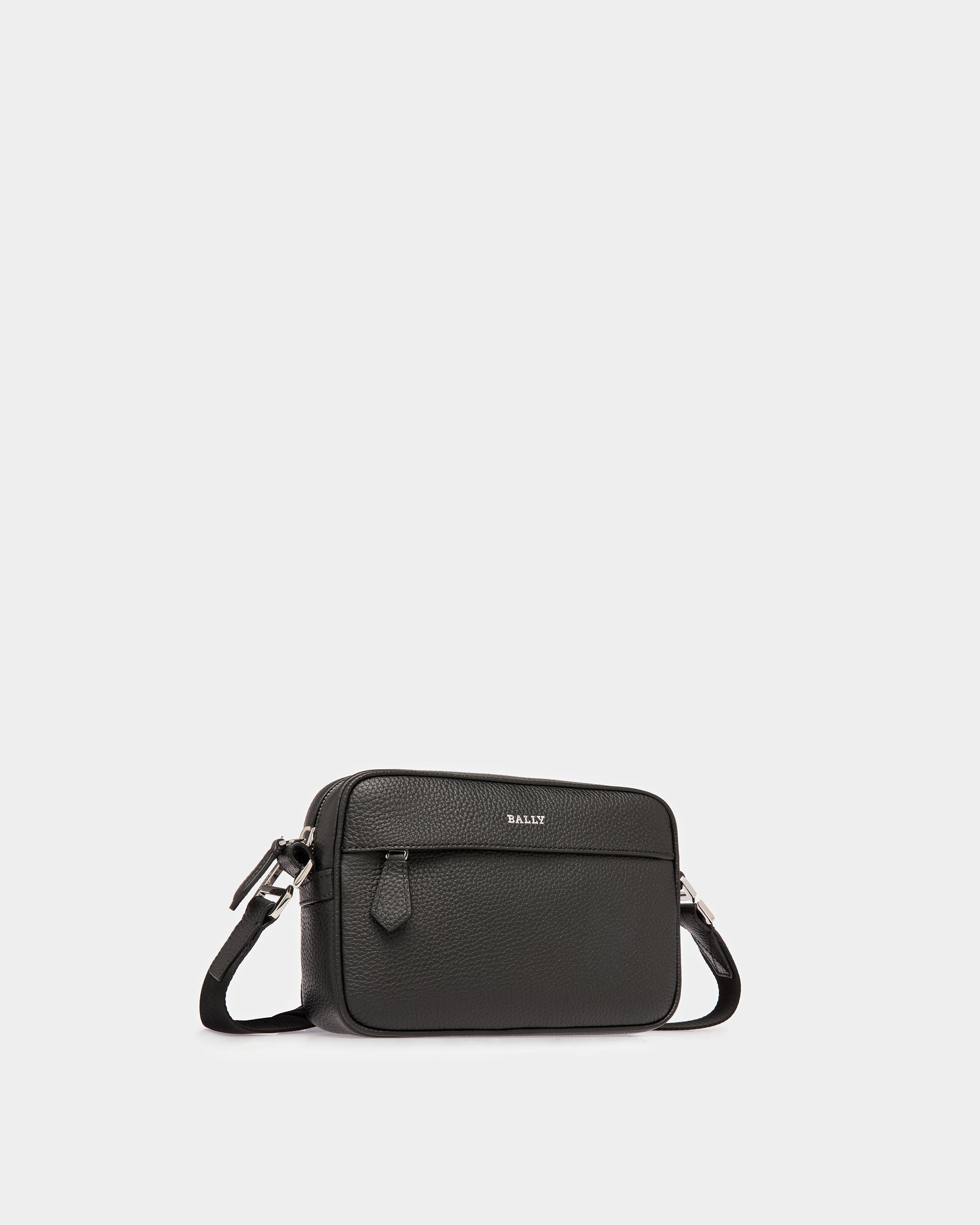 Hal Leather Crossbody Bag In Black And Palladium - Men's - Bally - 05
