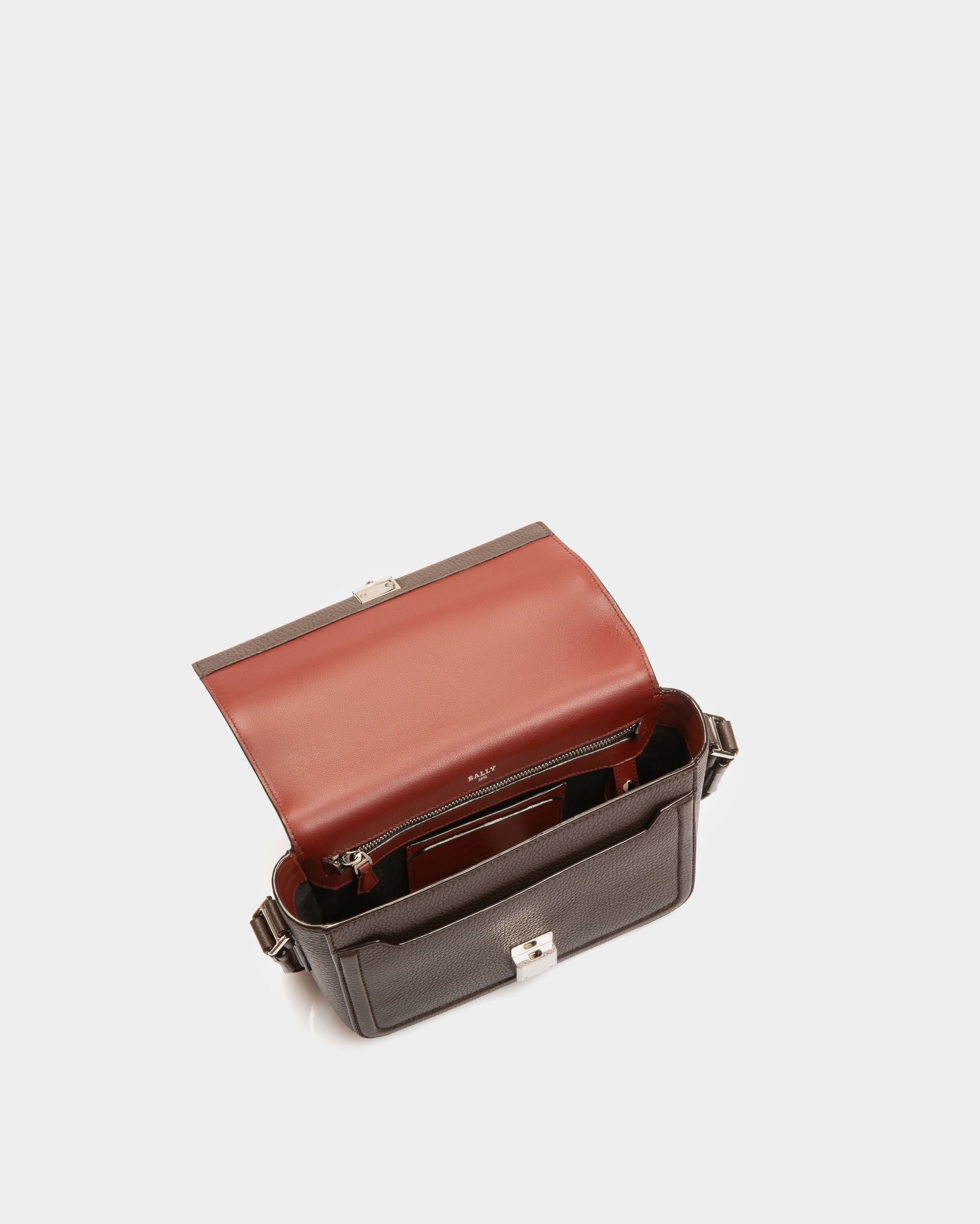 Soltedo Leather Messenger Bag In Ebony Brown - Men's - Bally - 04