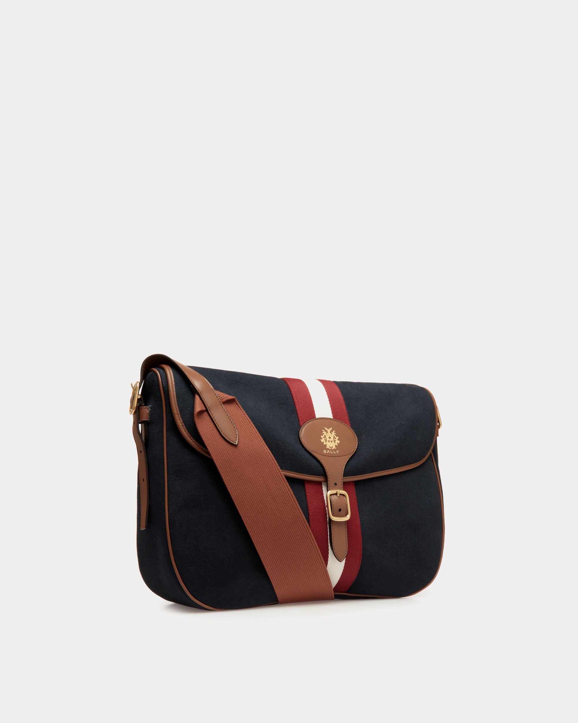 Beckett Crossbody Bag in Navy Blue Cotton Canvas - Men's - Bally - 04