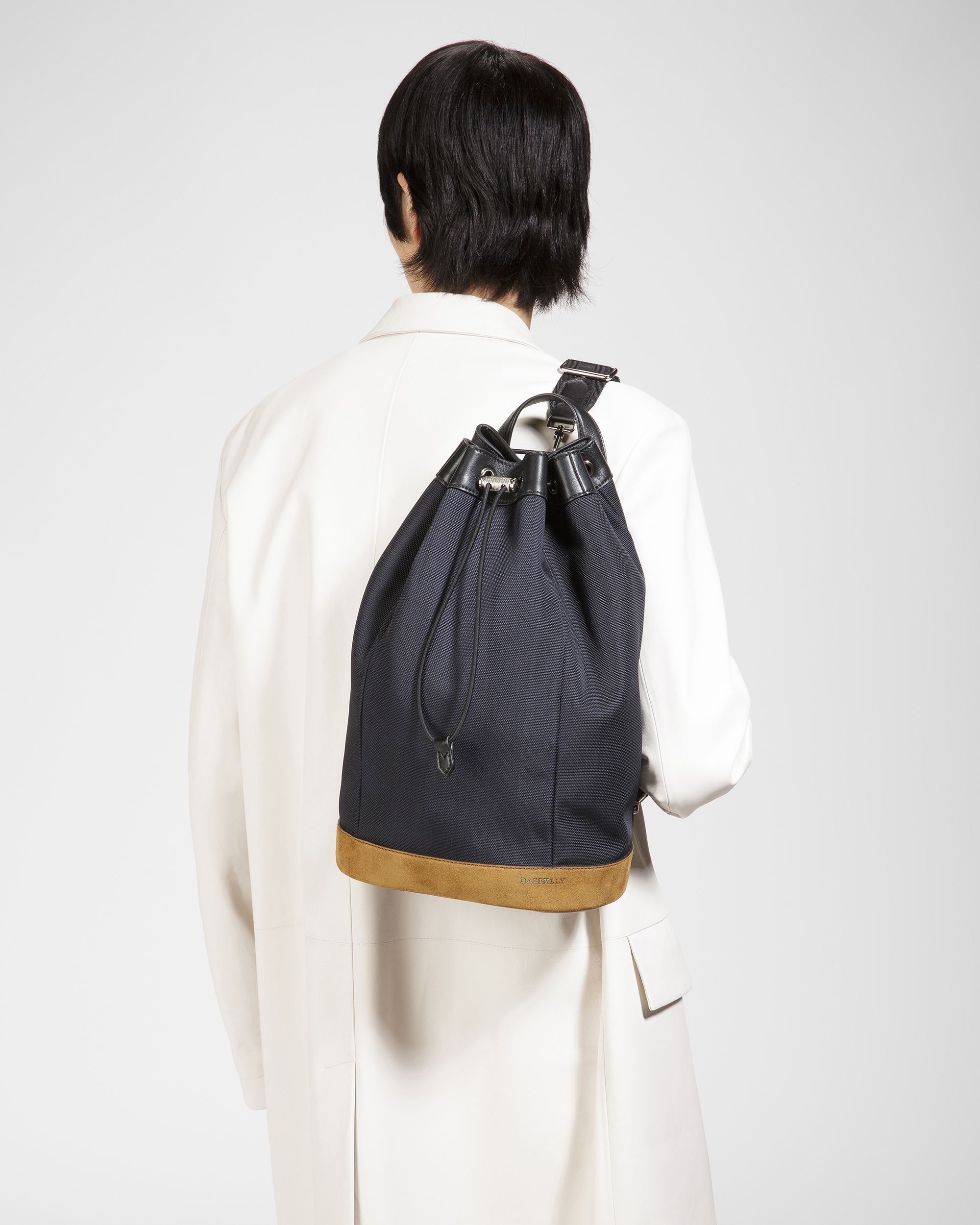 Cazes Leather And Nylon Sling Bag In Midnight - Men's - Bally - 02