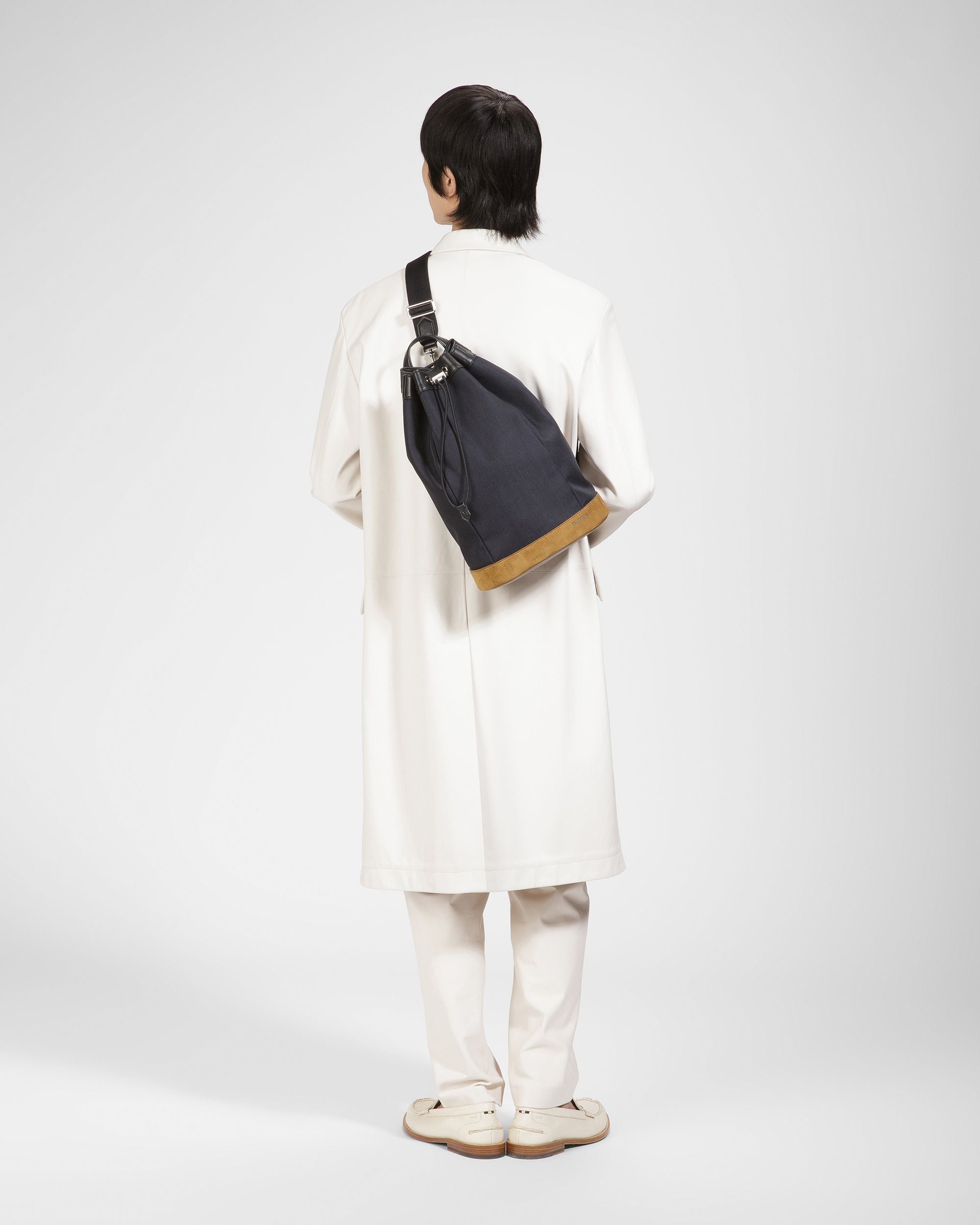 Cazes Leather And Nylon Sling Bag In Midnight - Men's - Bally - 06