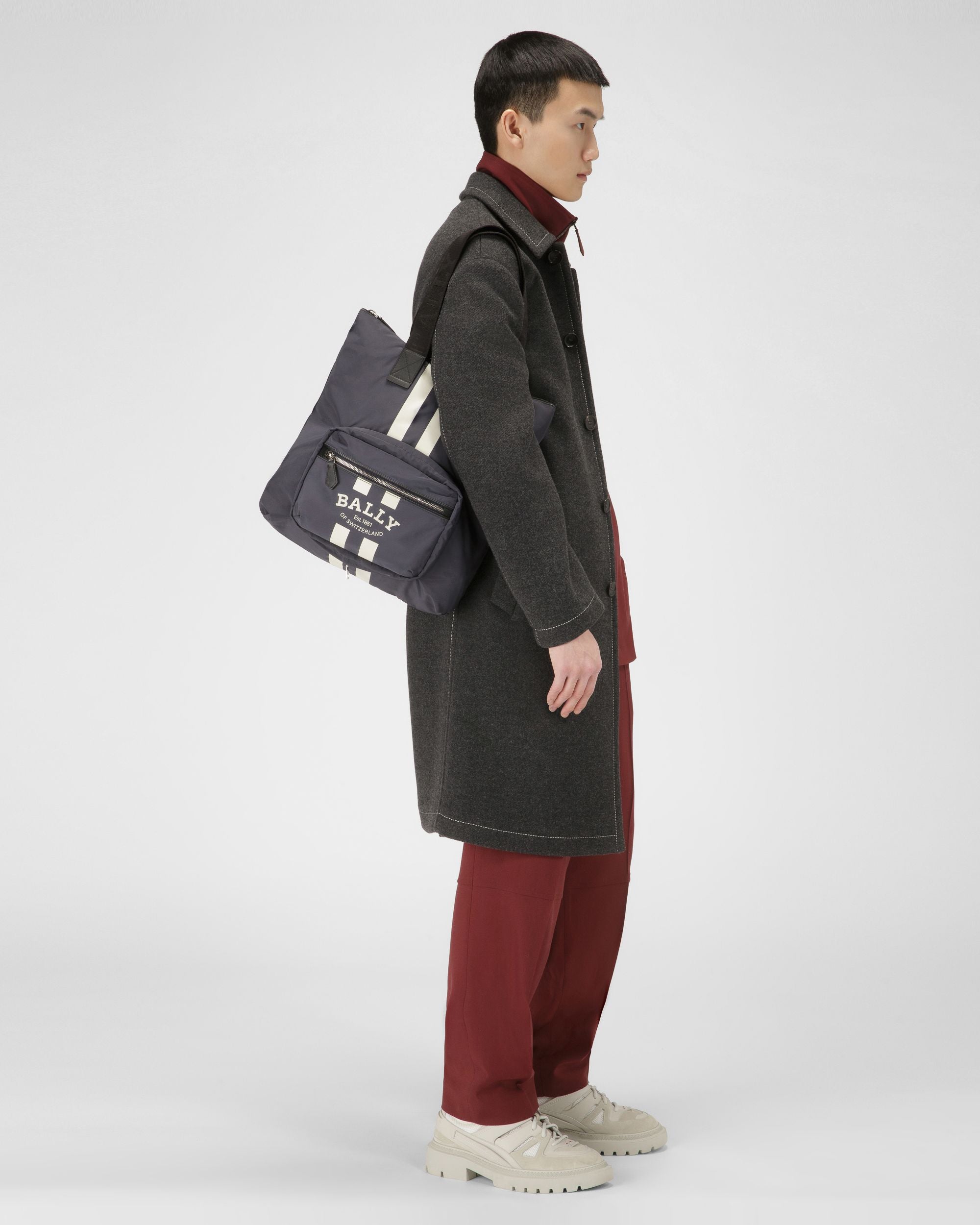 Fallie Nylon Tote Bag In Navy - Men's - Bally - 03