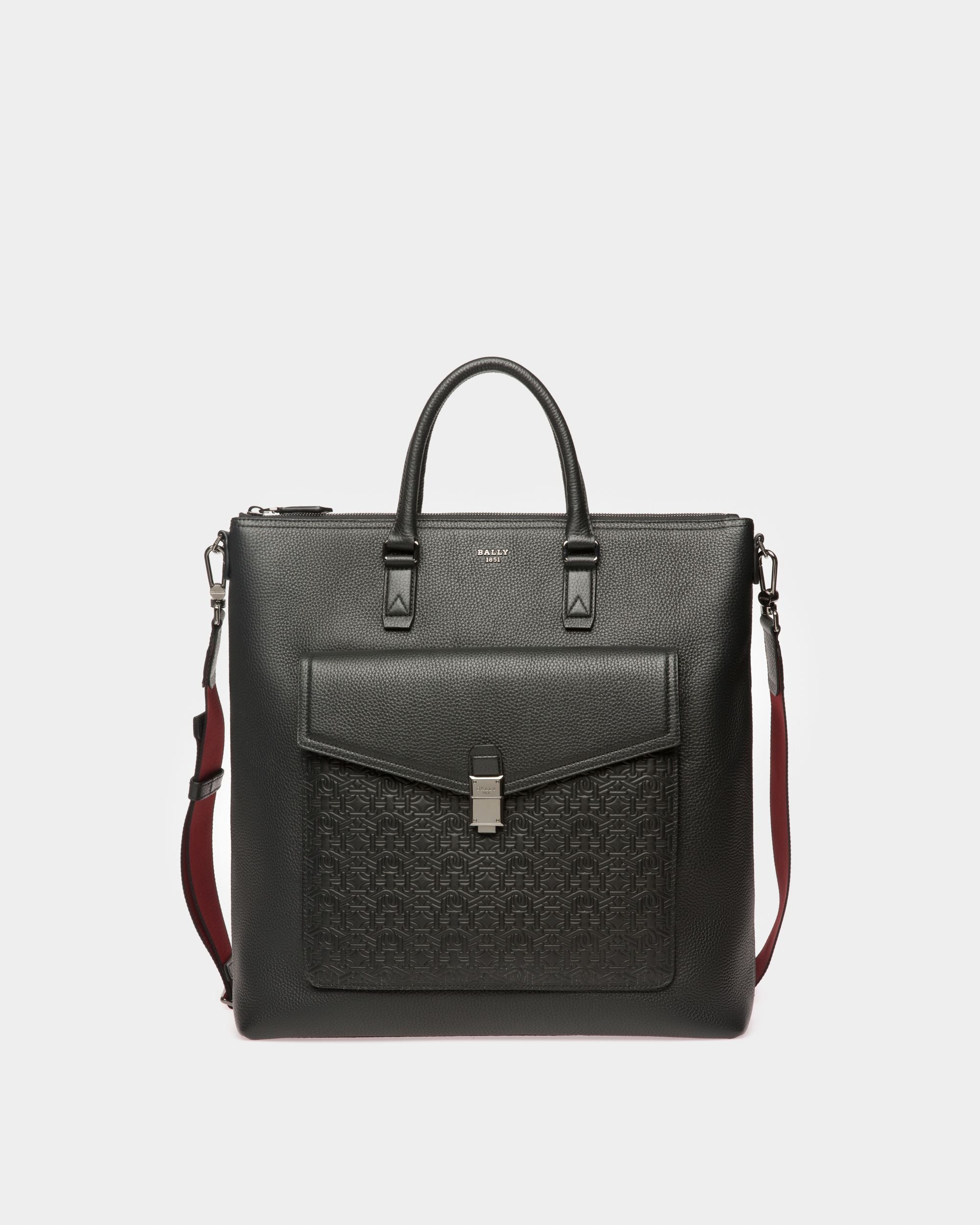 Bickie Leather Tote Bag In Black - Men's - Bally - 01