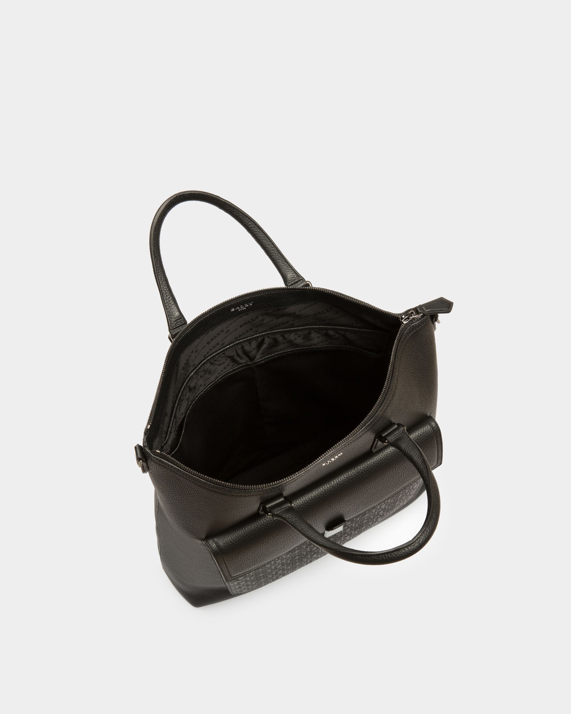 Bickie Leather Tote Bag In Black - Men's - Bally - 03