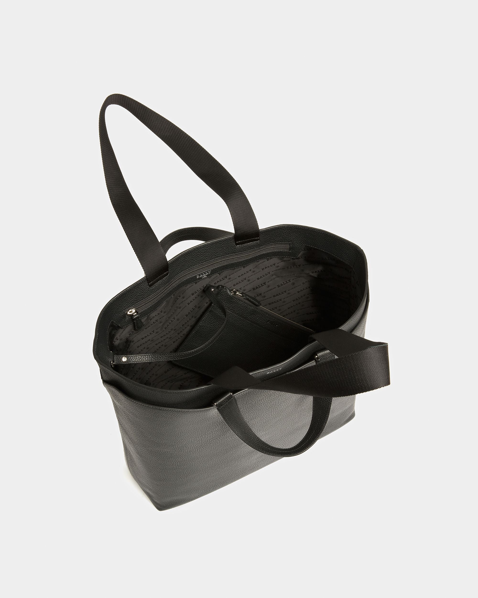 Havid Leather Tote In Black And Palladium - Men's - Bally - 02