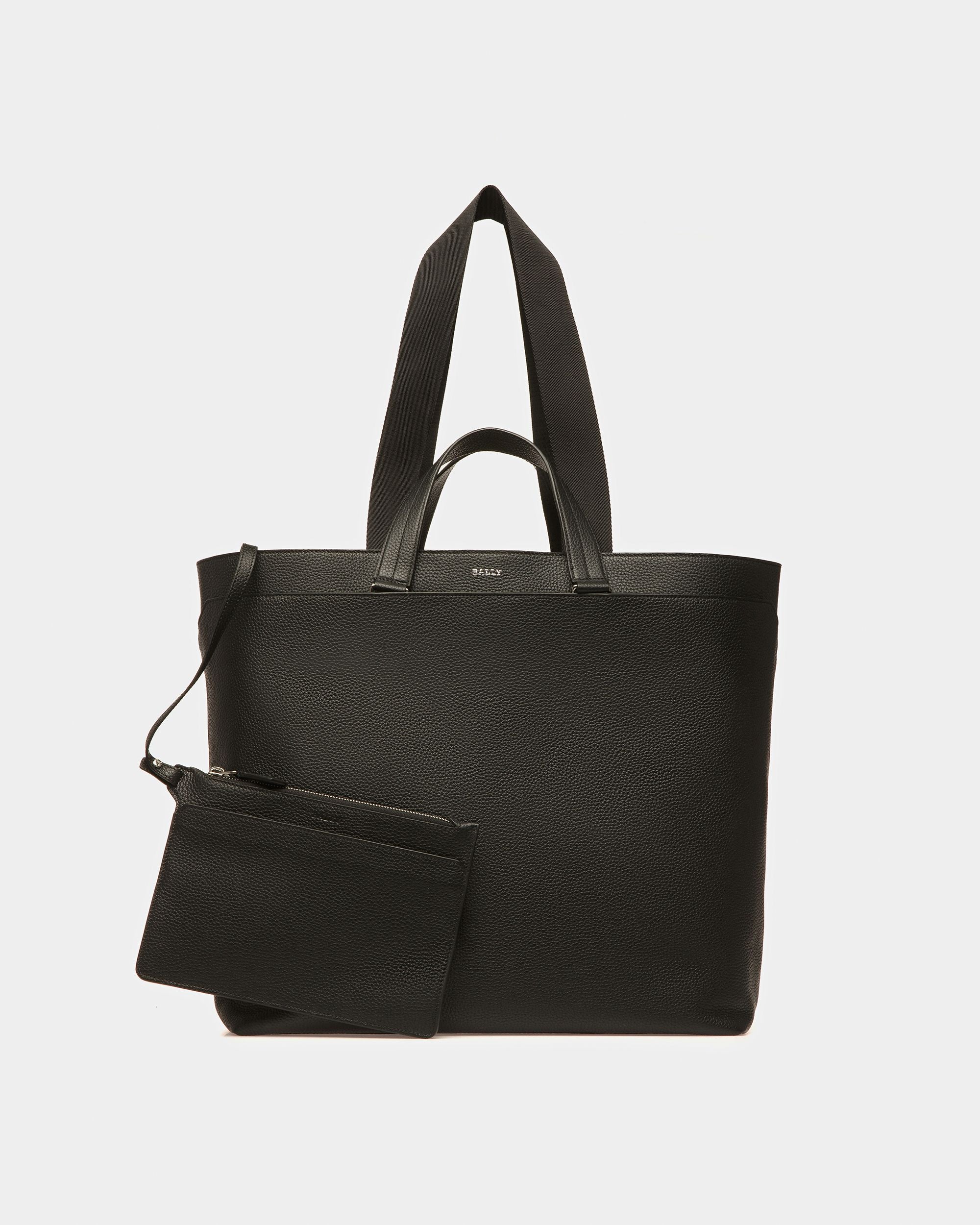 Havid Leather Tote In Black And Palladium - Men's - Bally - 06