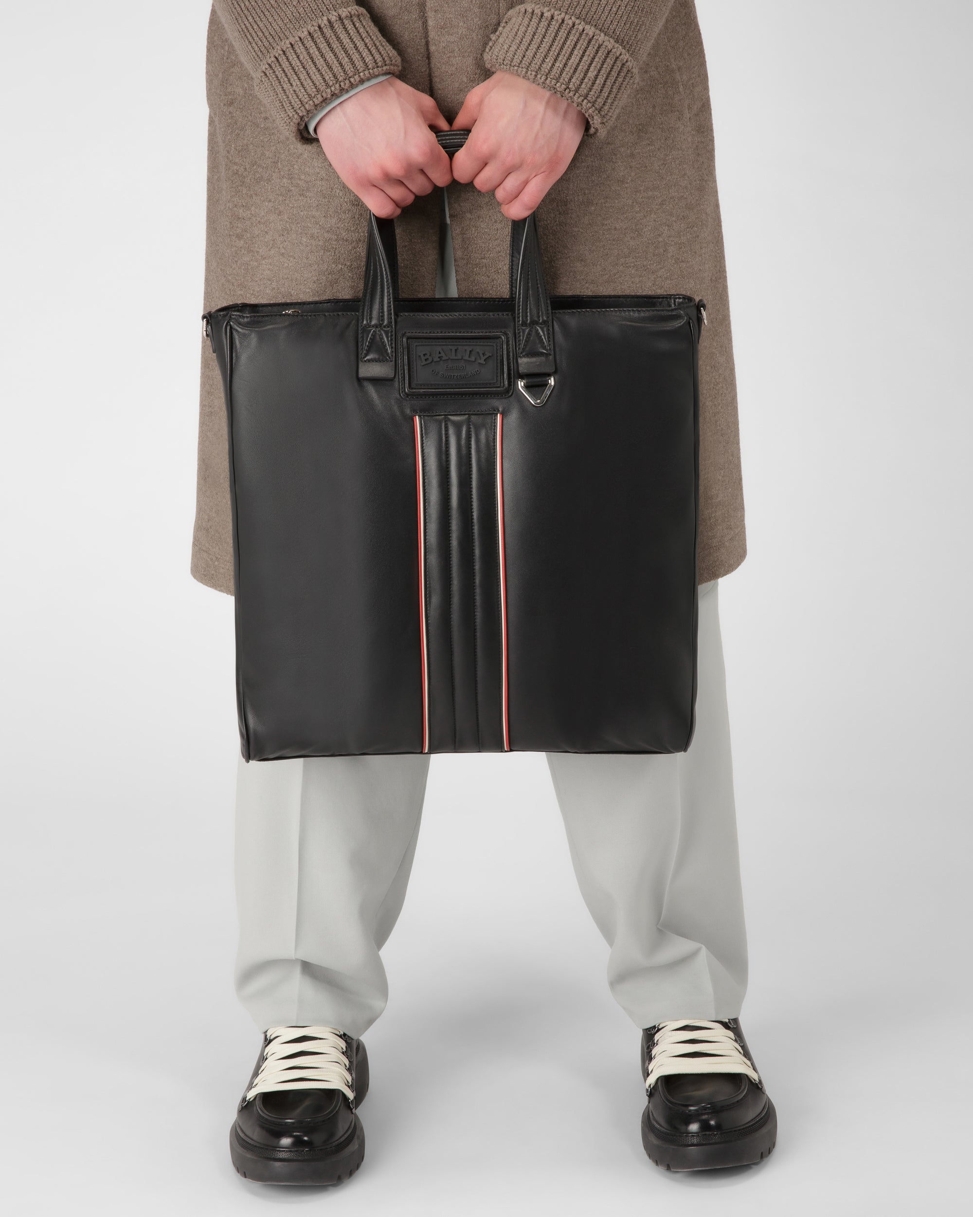 Arienn Leather Tote In Black - Men's - Bally - 03
