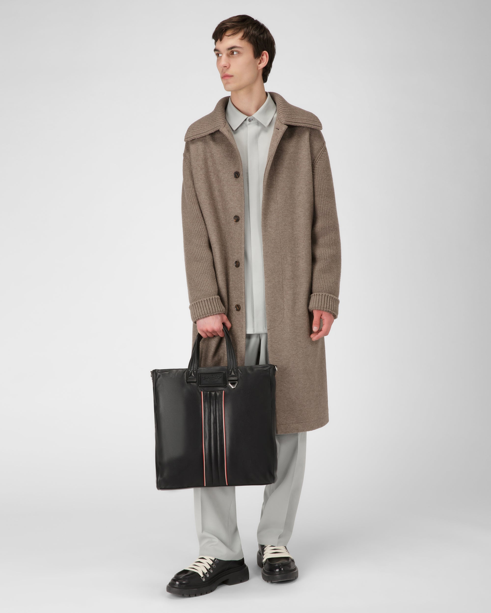 Arienn Leather Tote In Black - Men's - Bally - 06