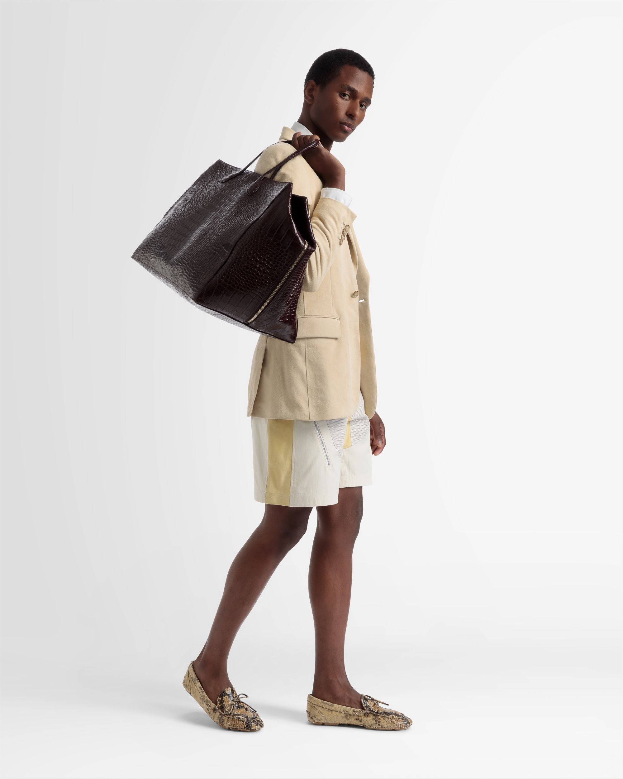 Cal Large Weekender In Crocodile Embossed - Men's - Bally - 02