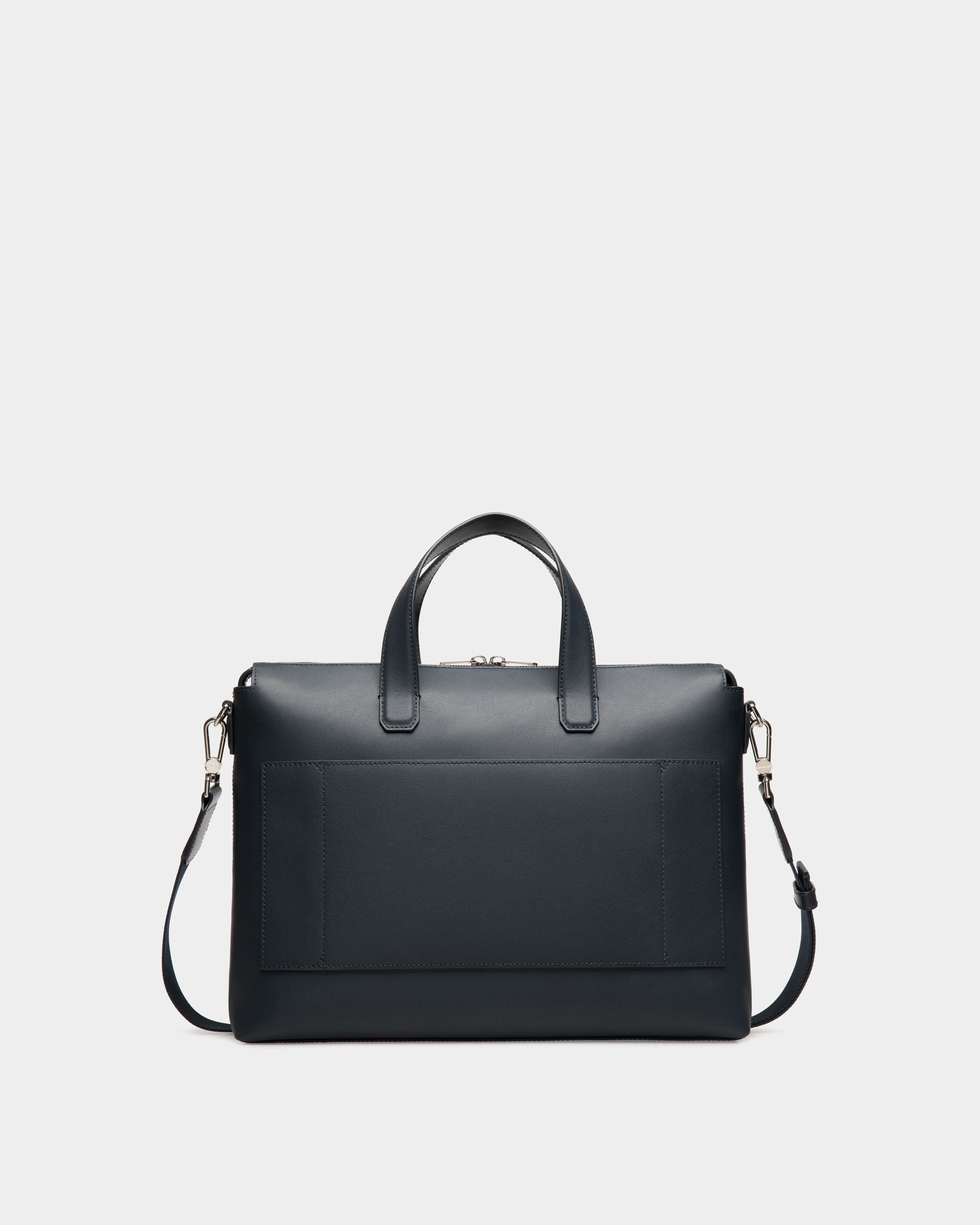 Brief Case In Blue  Leather - Men's - Bally - 02
