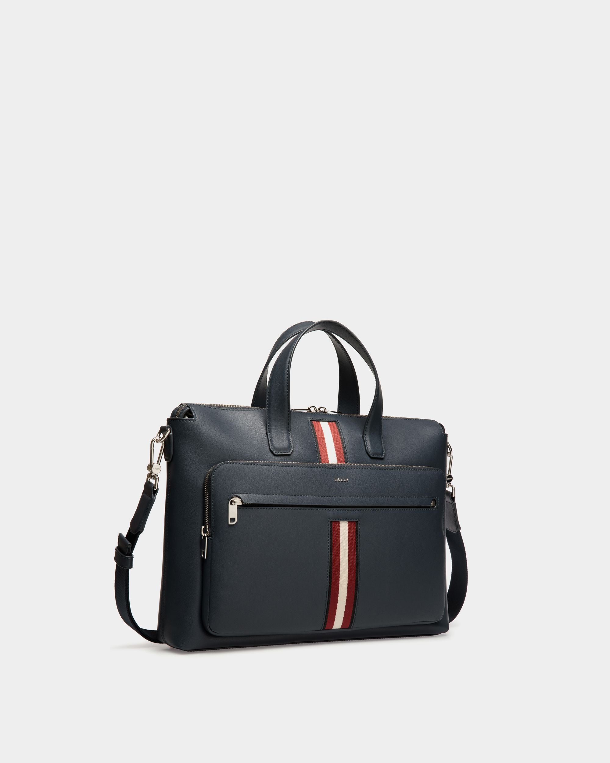 Brief Case In Blue  Leather - Men's - Bally - 03