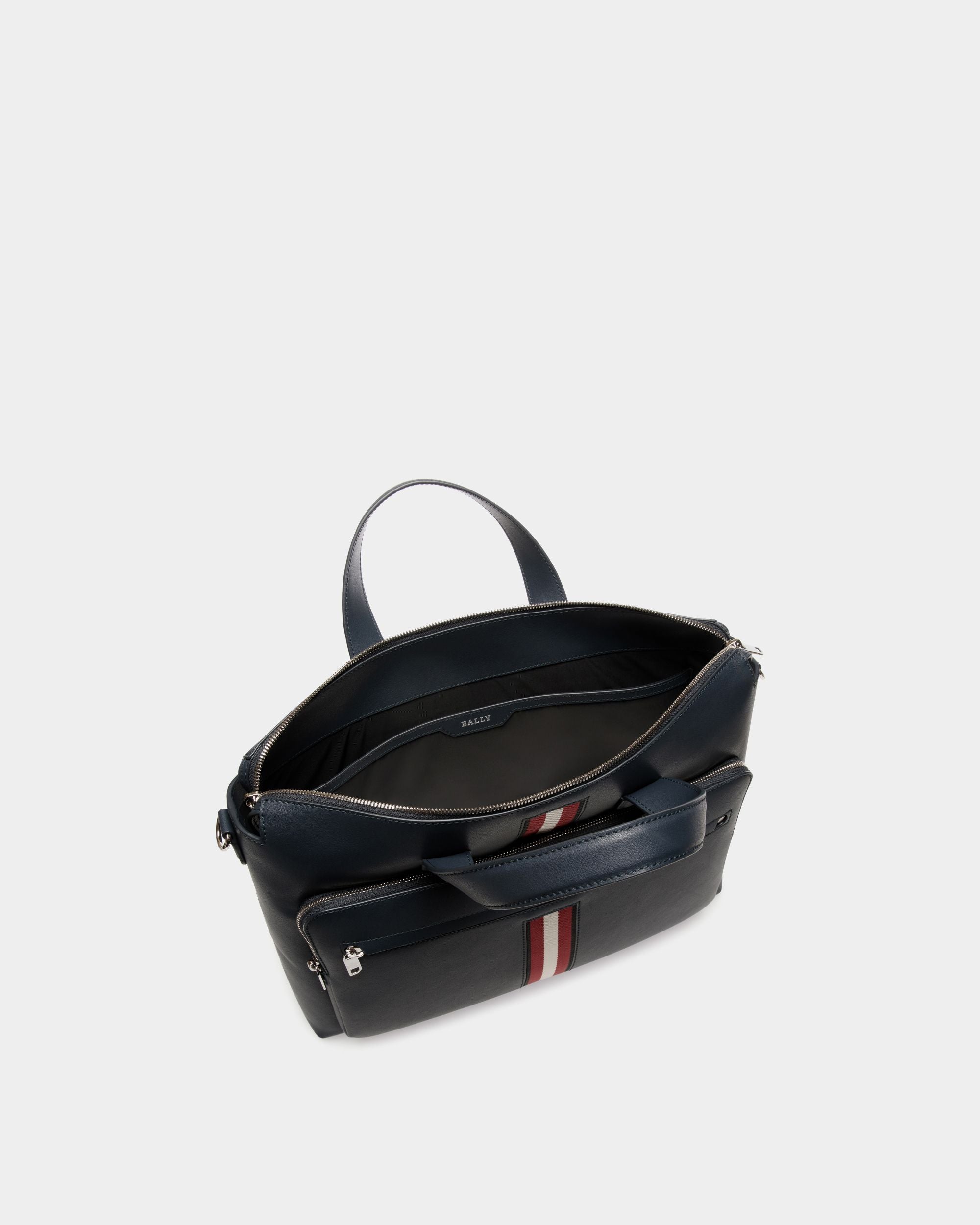 Brief Case In Blue  Leather - Men's - Bally - 04