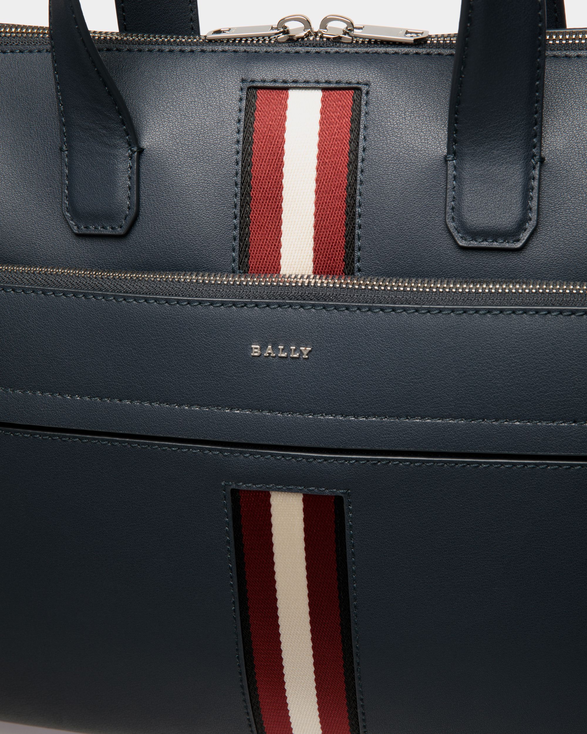 Brief Case In Blue  Leather - Men's - Bally - 05