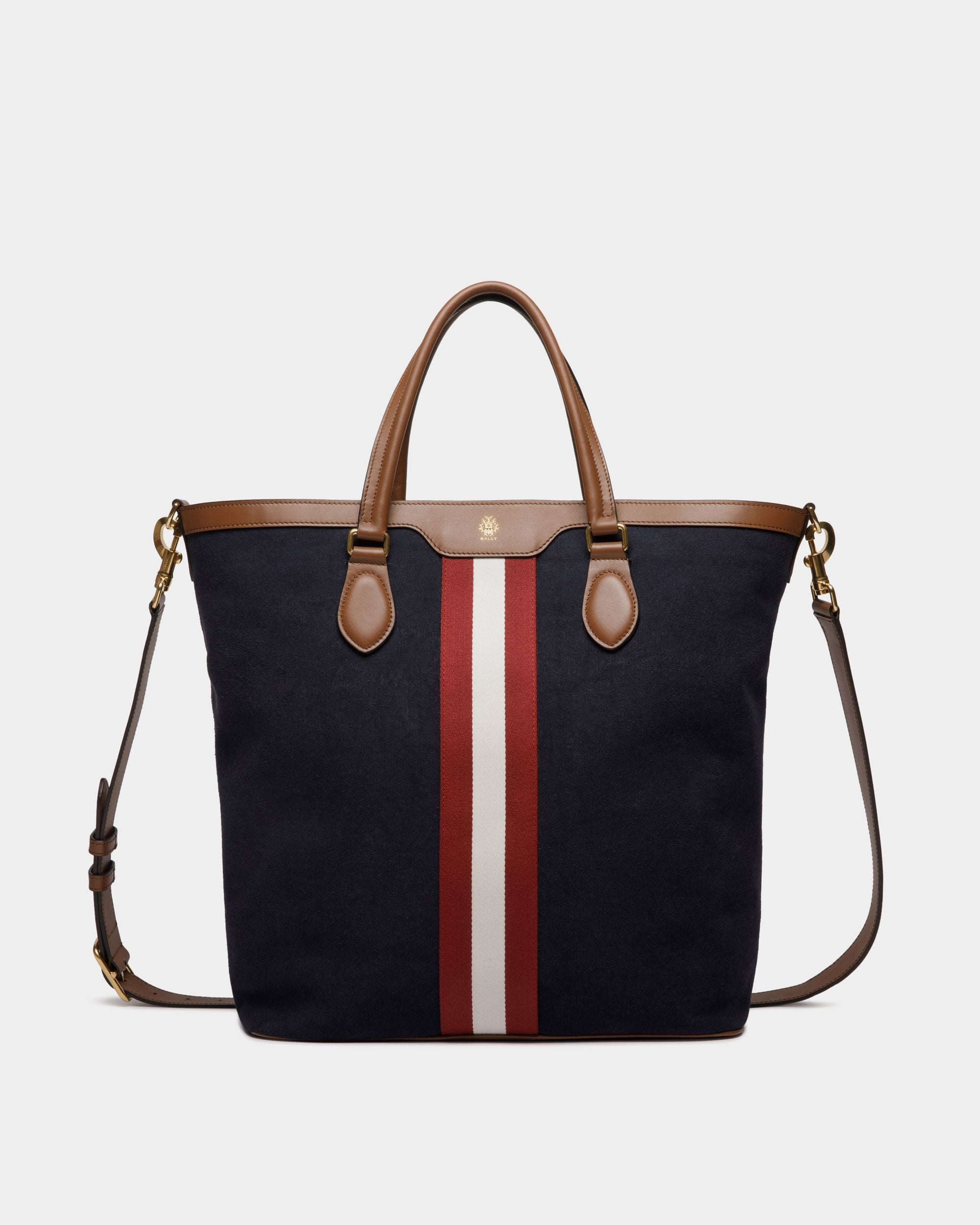 Beckett Tote in Navy Blue Cotton Canvas - Men's - Bally - 01