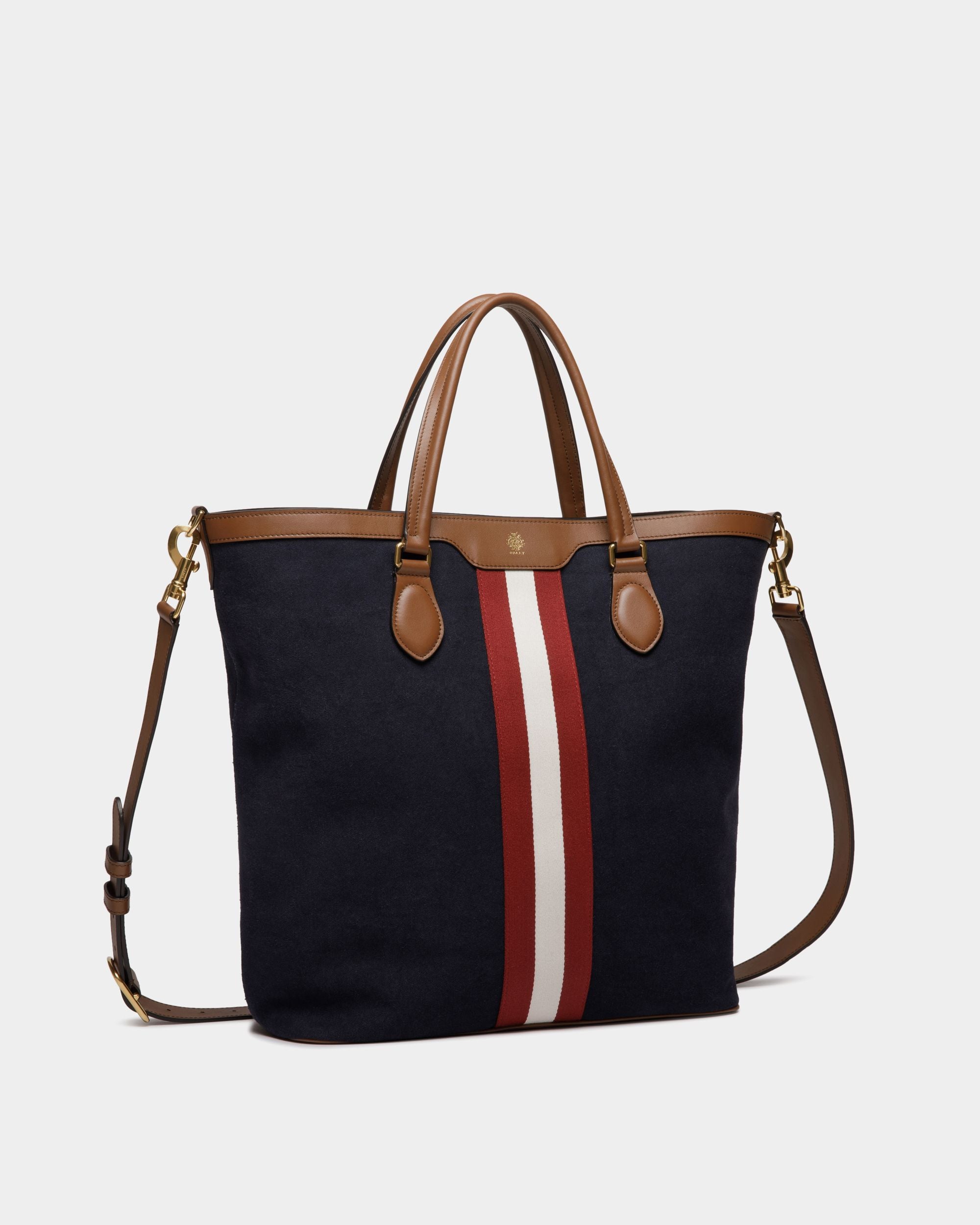 Beckett Tote in Navy Blue Cotton Canvas - Men's - Bally - 04