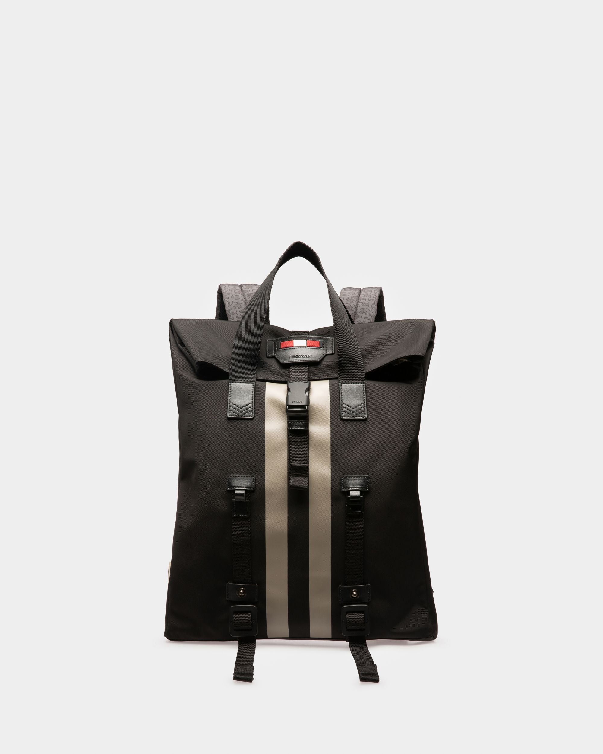 Bally Escape Flat Backpack In Black And Brown Nylon And Fabric - Men's - Bally - 06