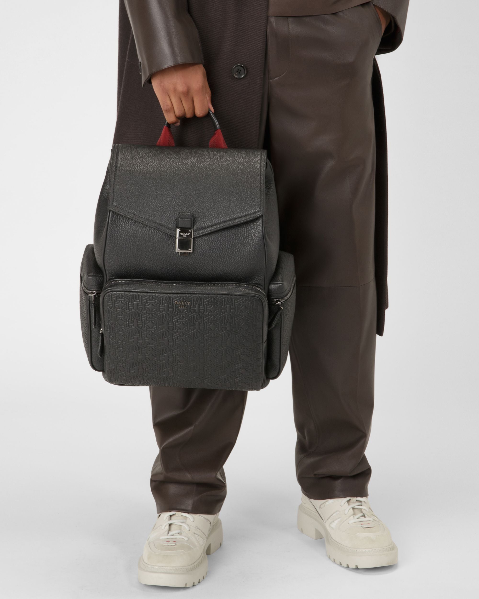 Bahko Leather Backpack In Black - Men's - Bally - 01