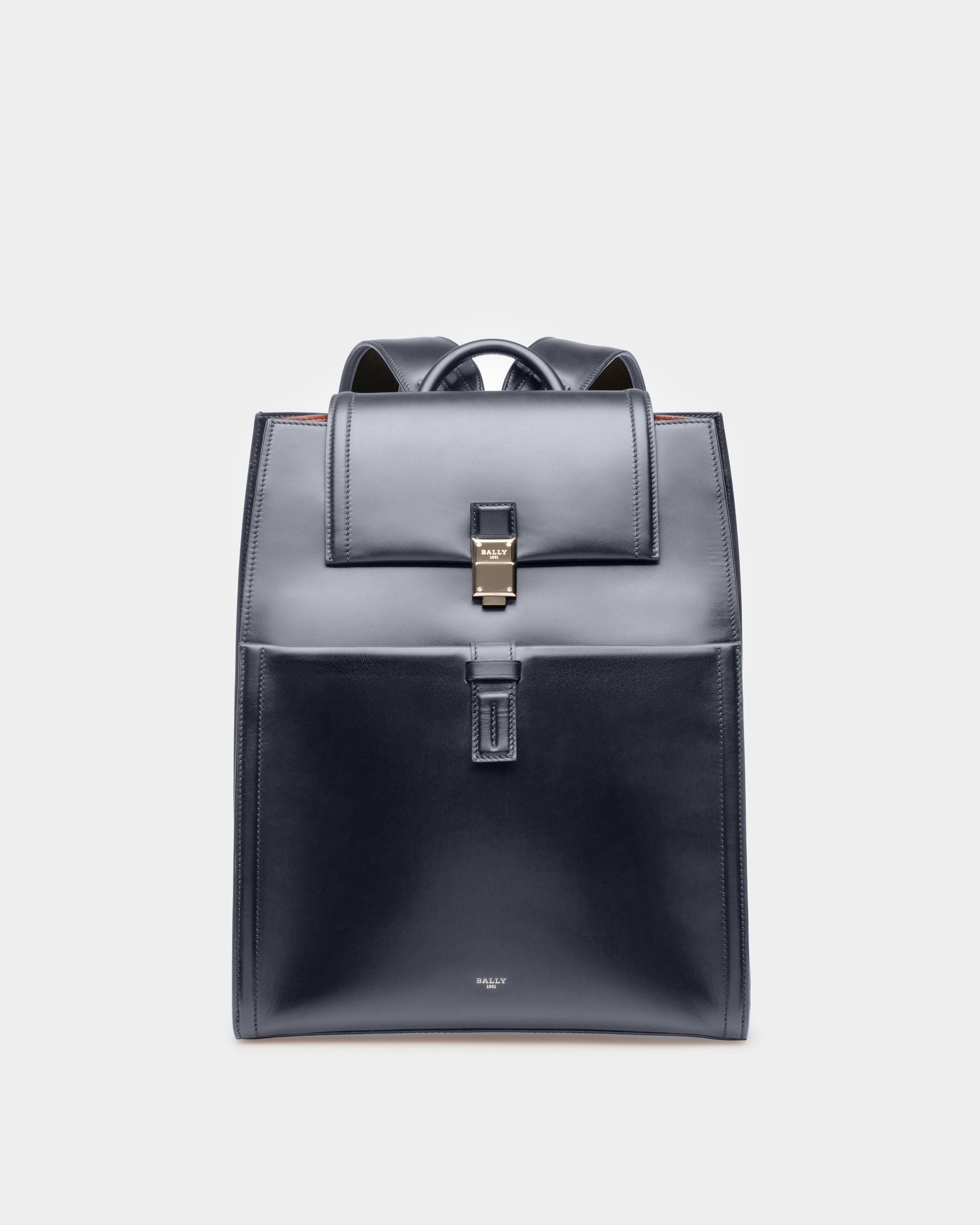 Shonny Leather Backpack In Navy - Men's - Bally - 01