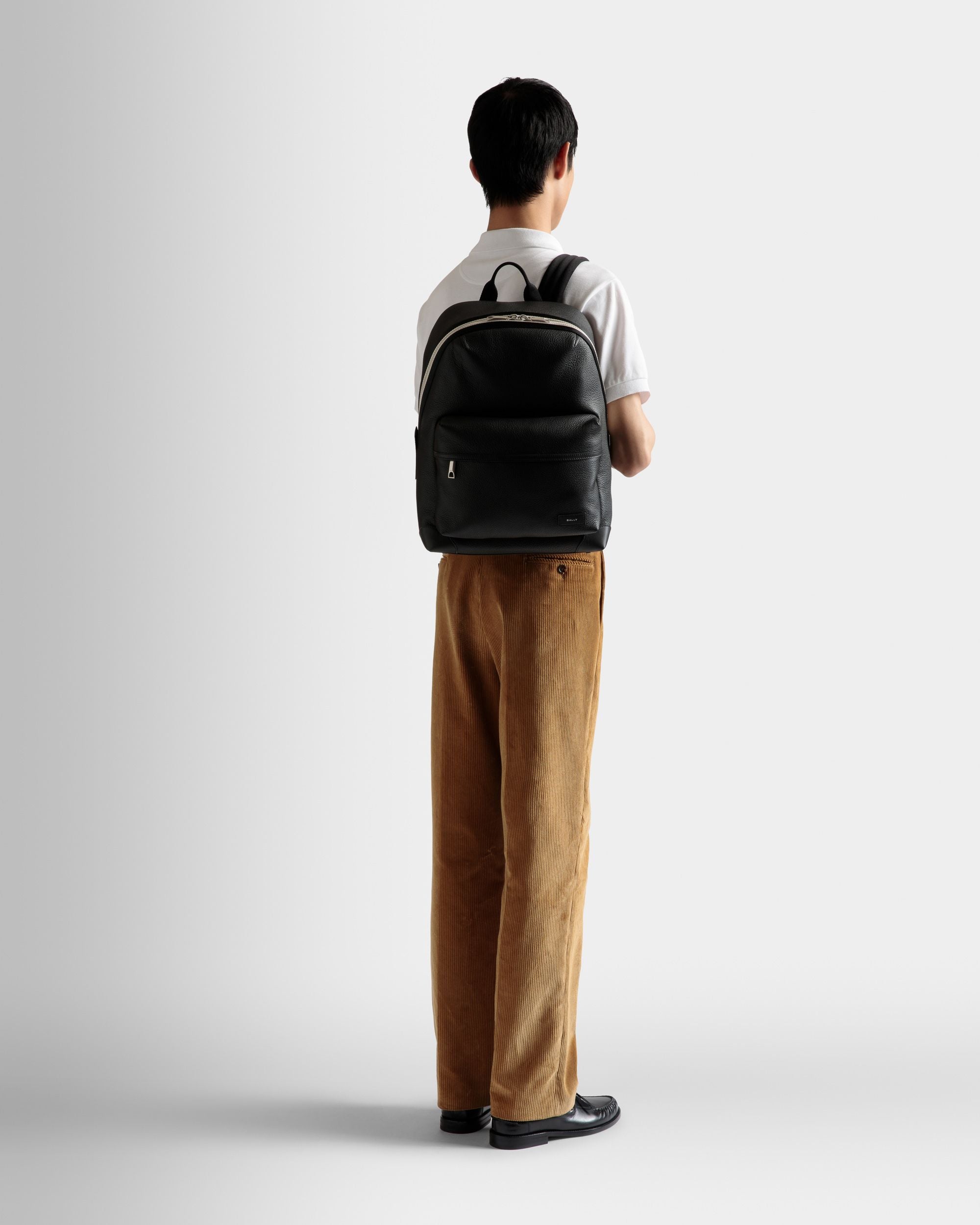 Ribbon Backpack In Black Leather - Men's - Bally - 02