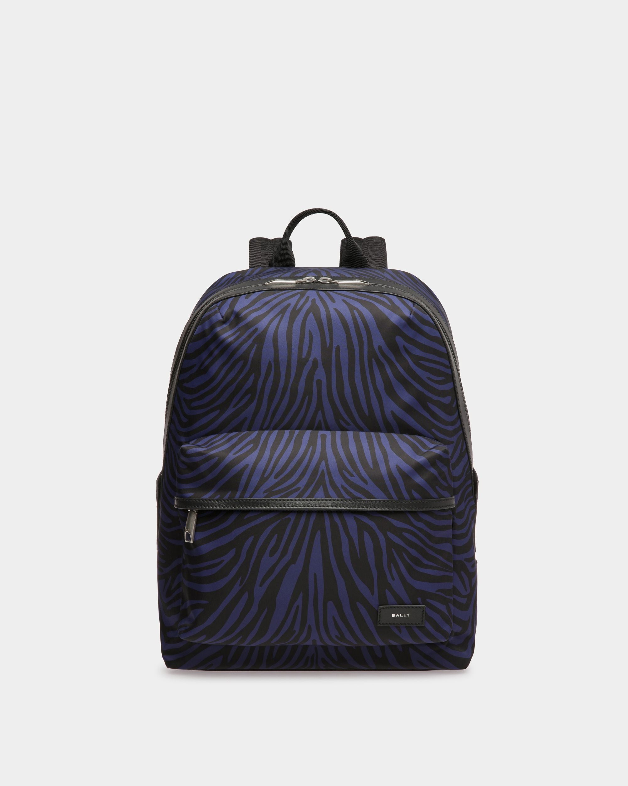 Zebra Crossing Backpack In Marine And Black Fabric And Nylon - Men's - Bally - 01
