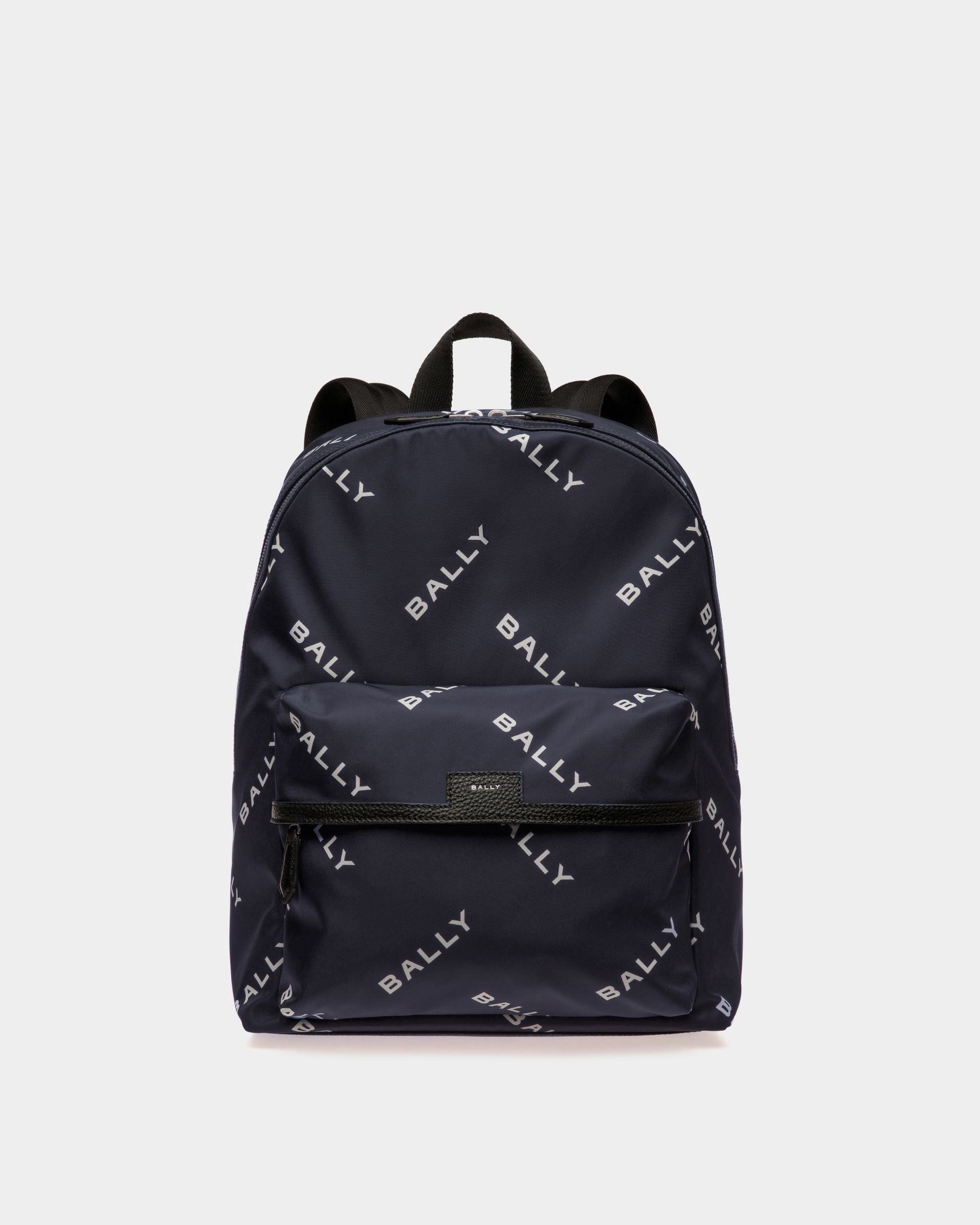 Code Backpack in Blue Printed Nylon - Men's - Bally - 01