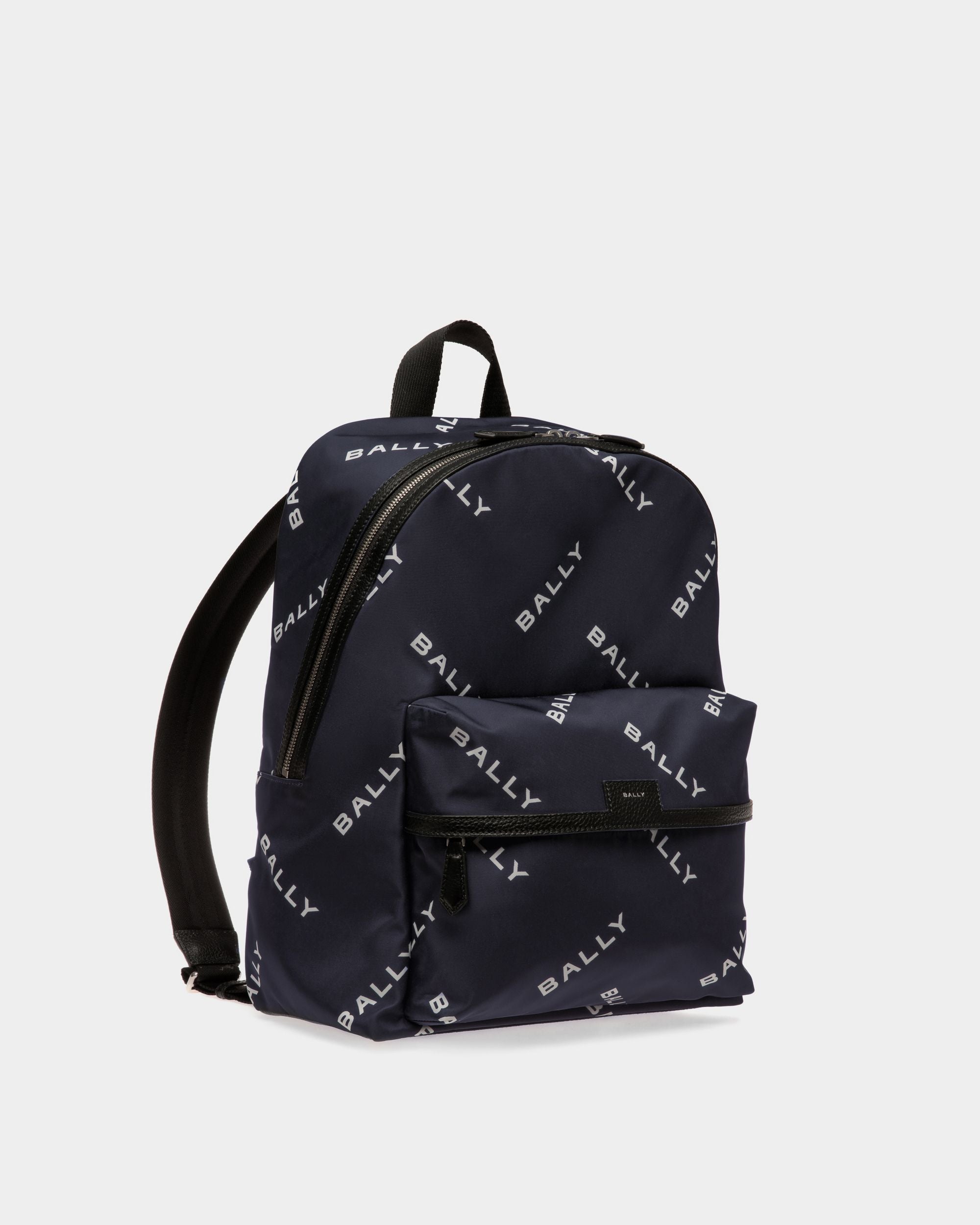 Code Backpack in Blue Printed Nylon - Men's - Bally - 03