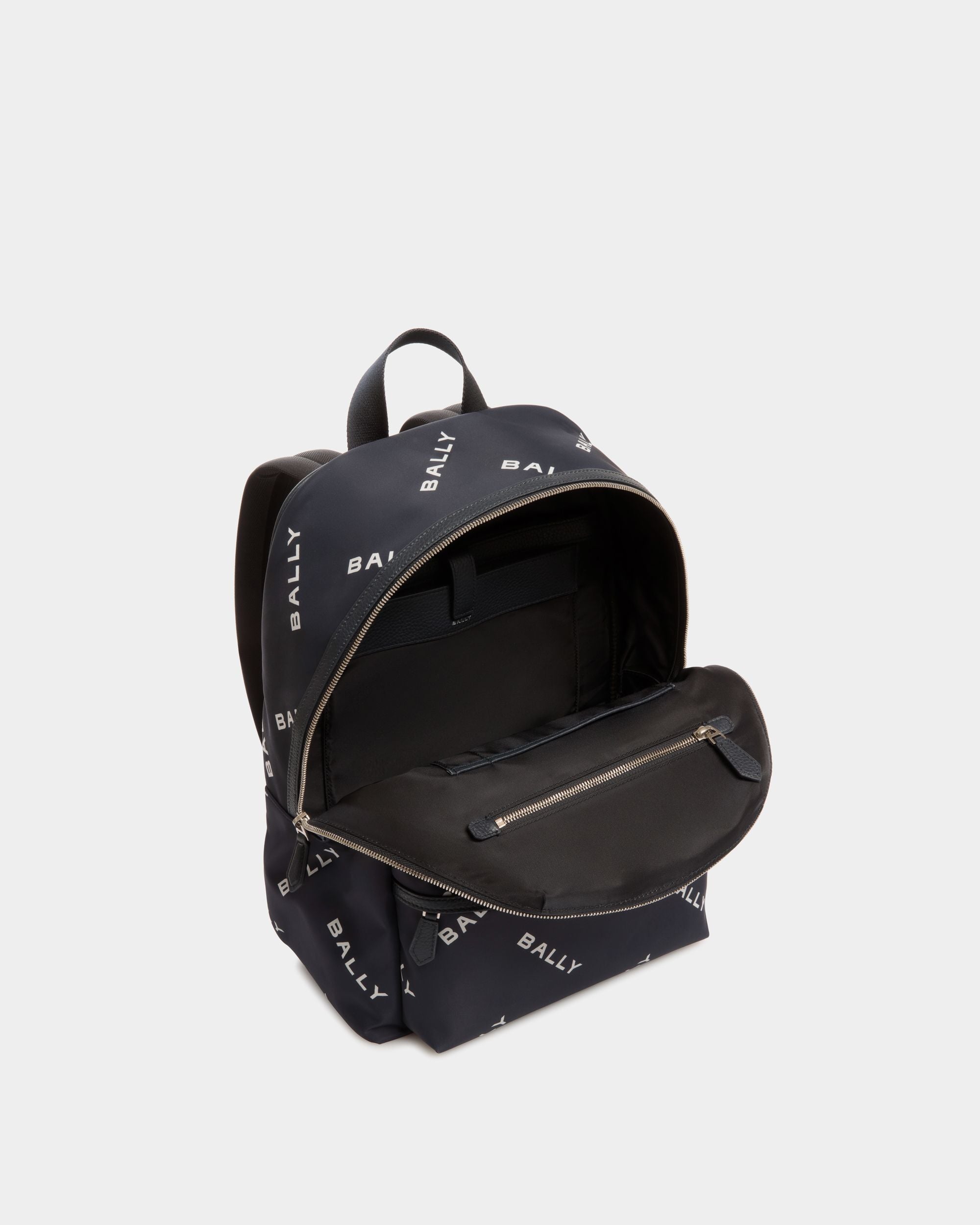 Code Backpack in Blue Printed Nylon - Men's - Bally - 04