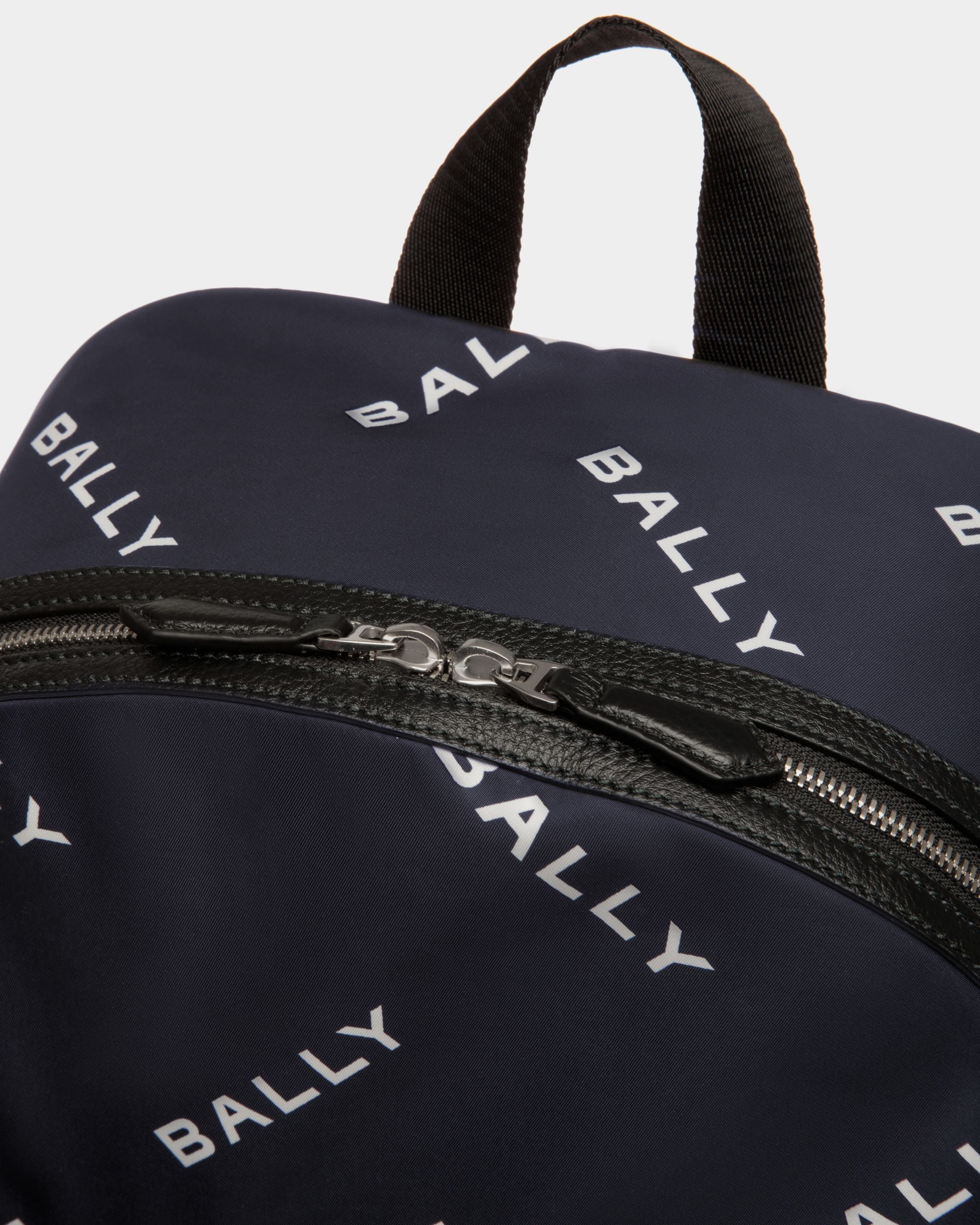 Code Backpack in Blue Printed Nylon - Men's - Bally - 05