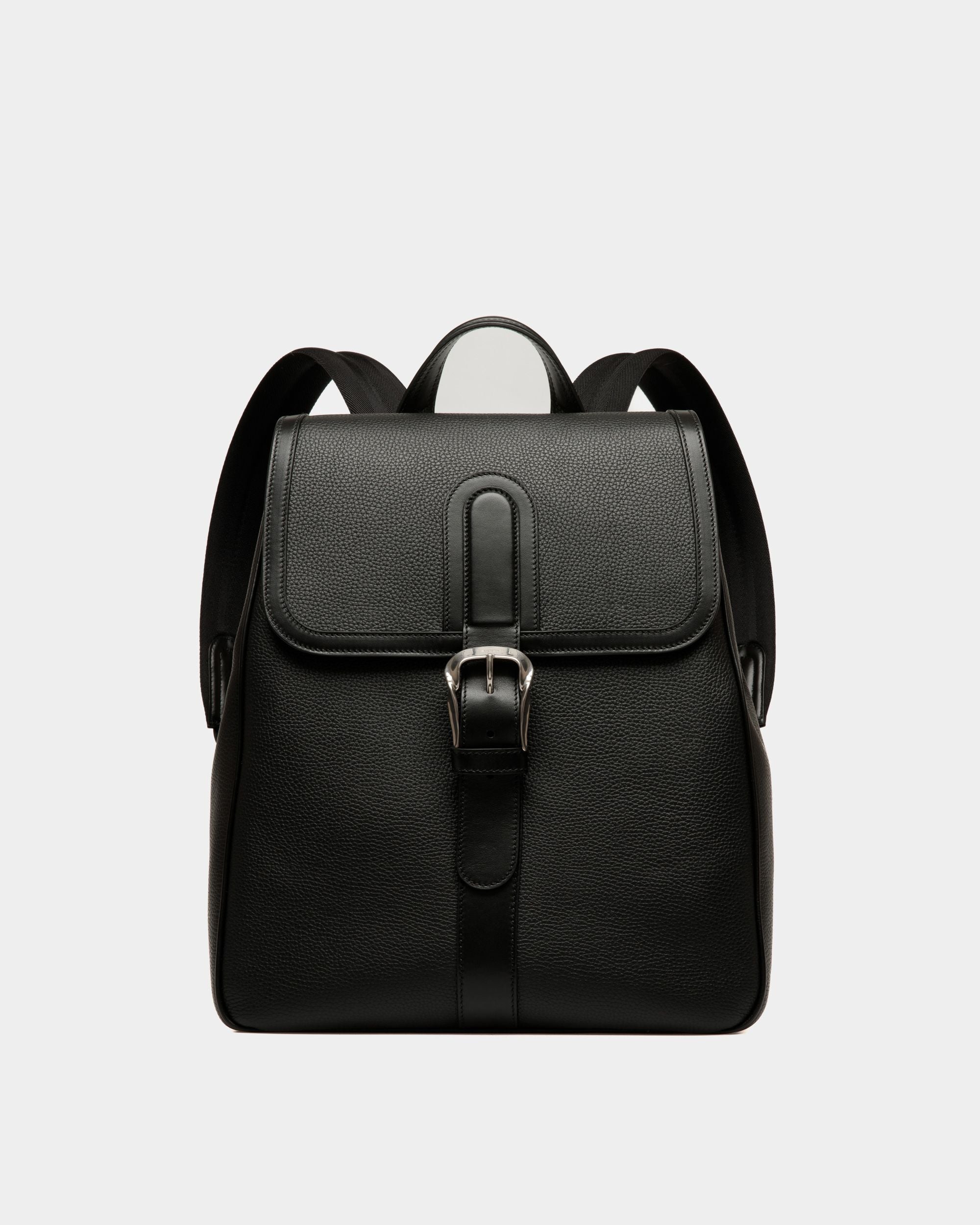 Spin Backpack In Black Grained Leather - Men's - Bally - 01