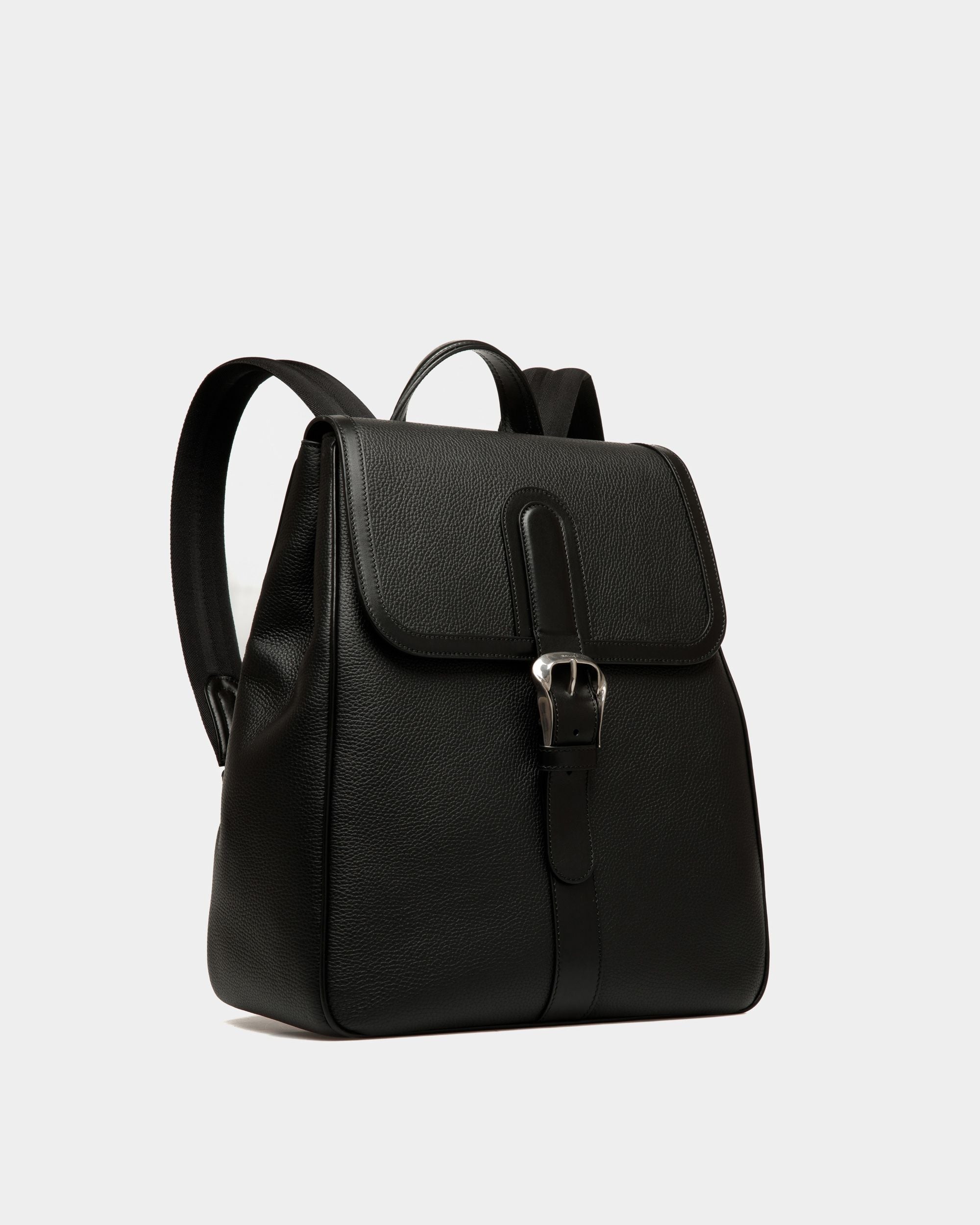 Spin Backpack In Black Grained Leather - Men's - Bally - 04