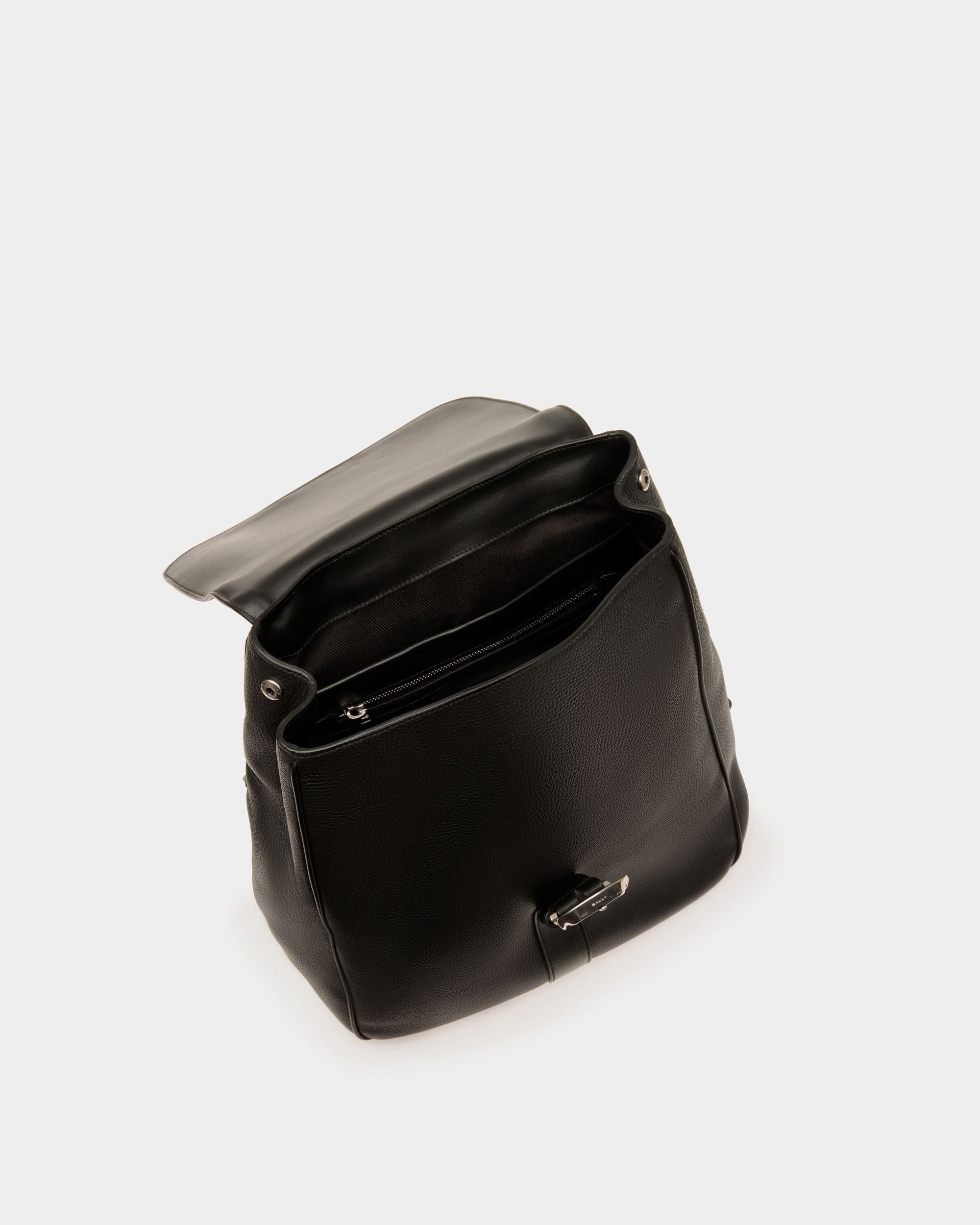 Spin Backpack In Black Grained Leather - Men's - Bally - 05