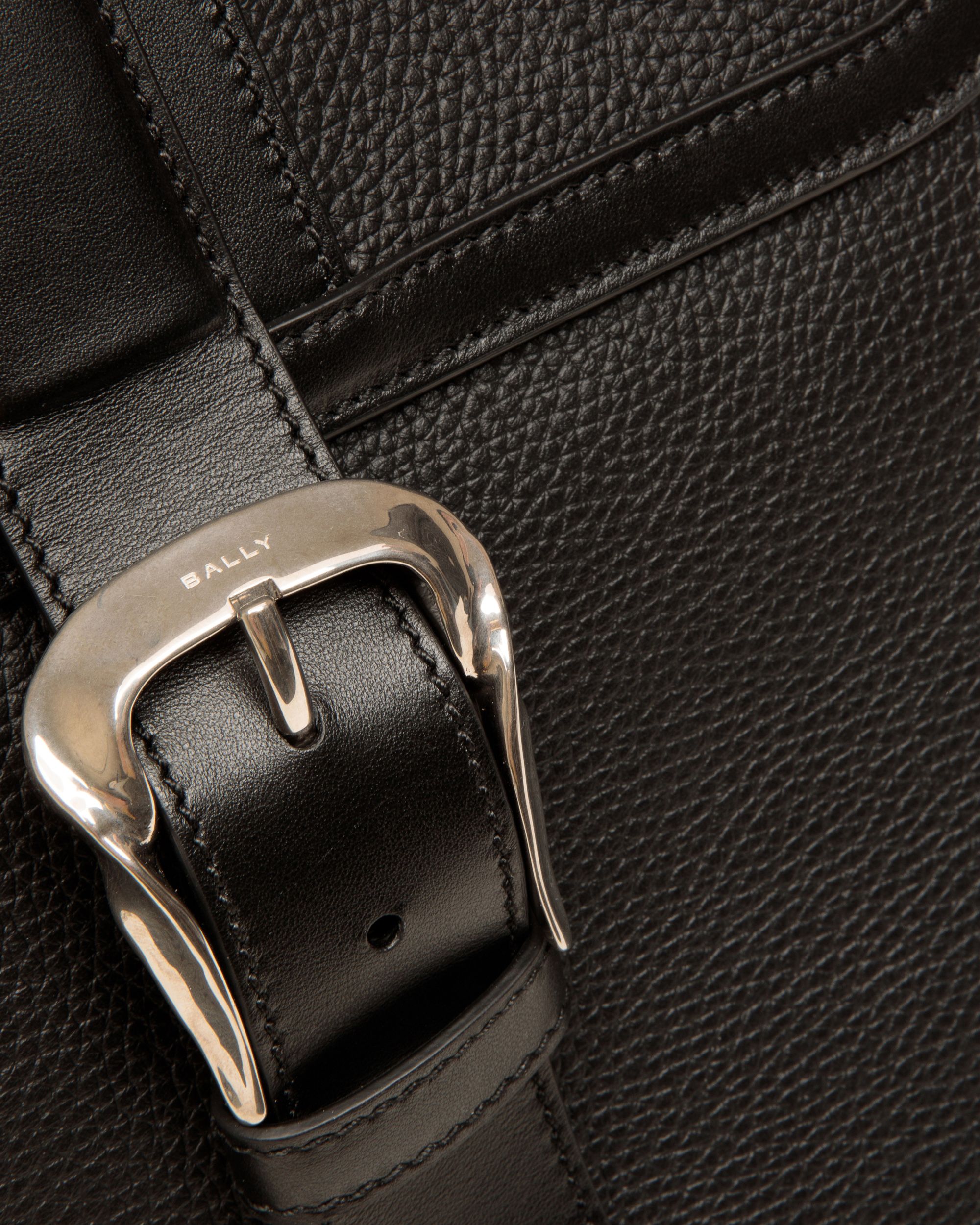 Spin Backpack In Black Grained Leather - Men's - Bally - 06