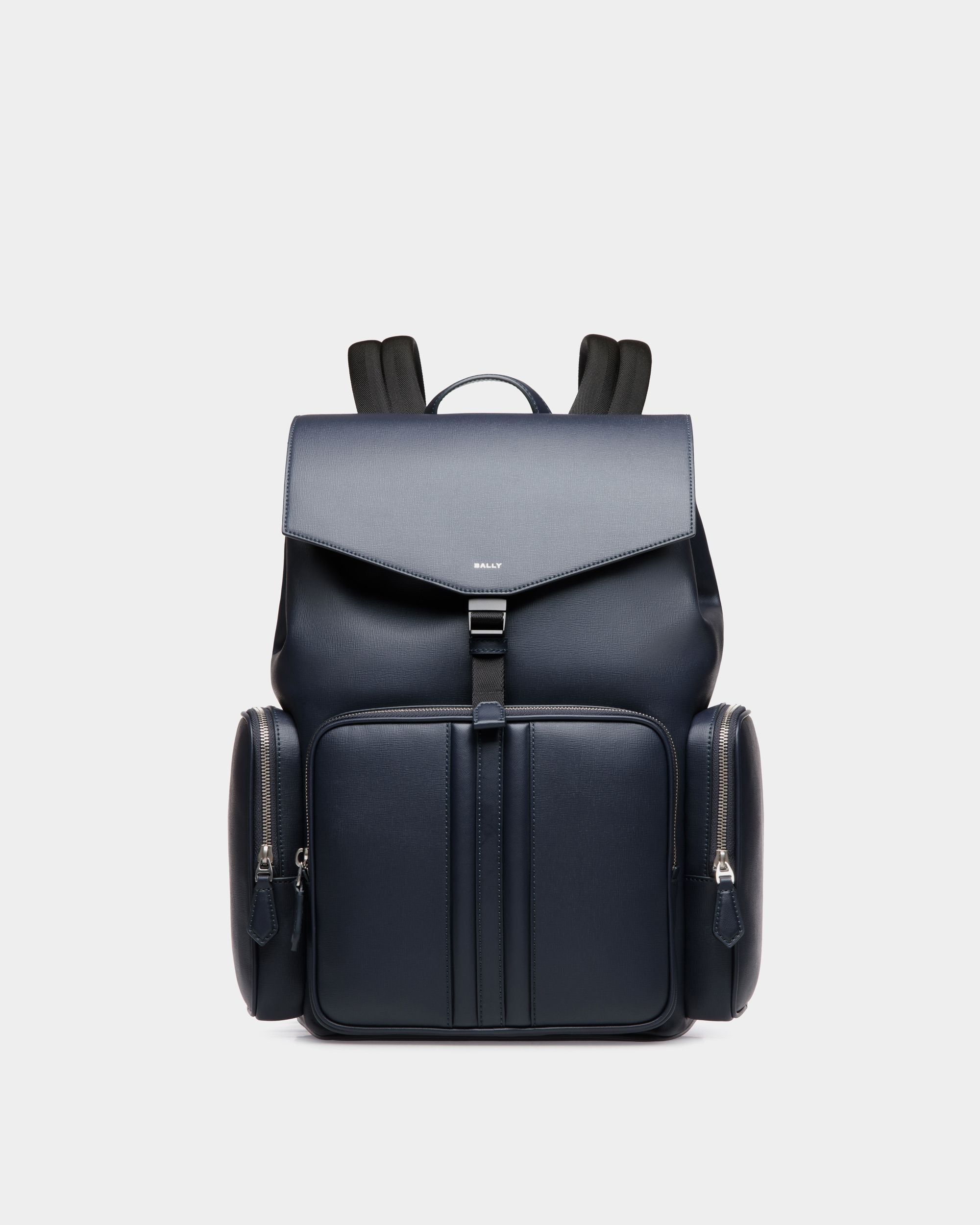 Mythos Backpack in Navy Blue Recycled Leather - Men's - Bally - 01