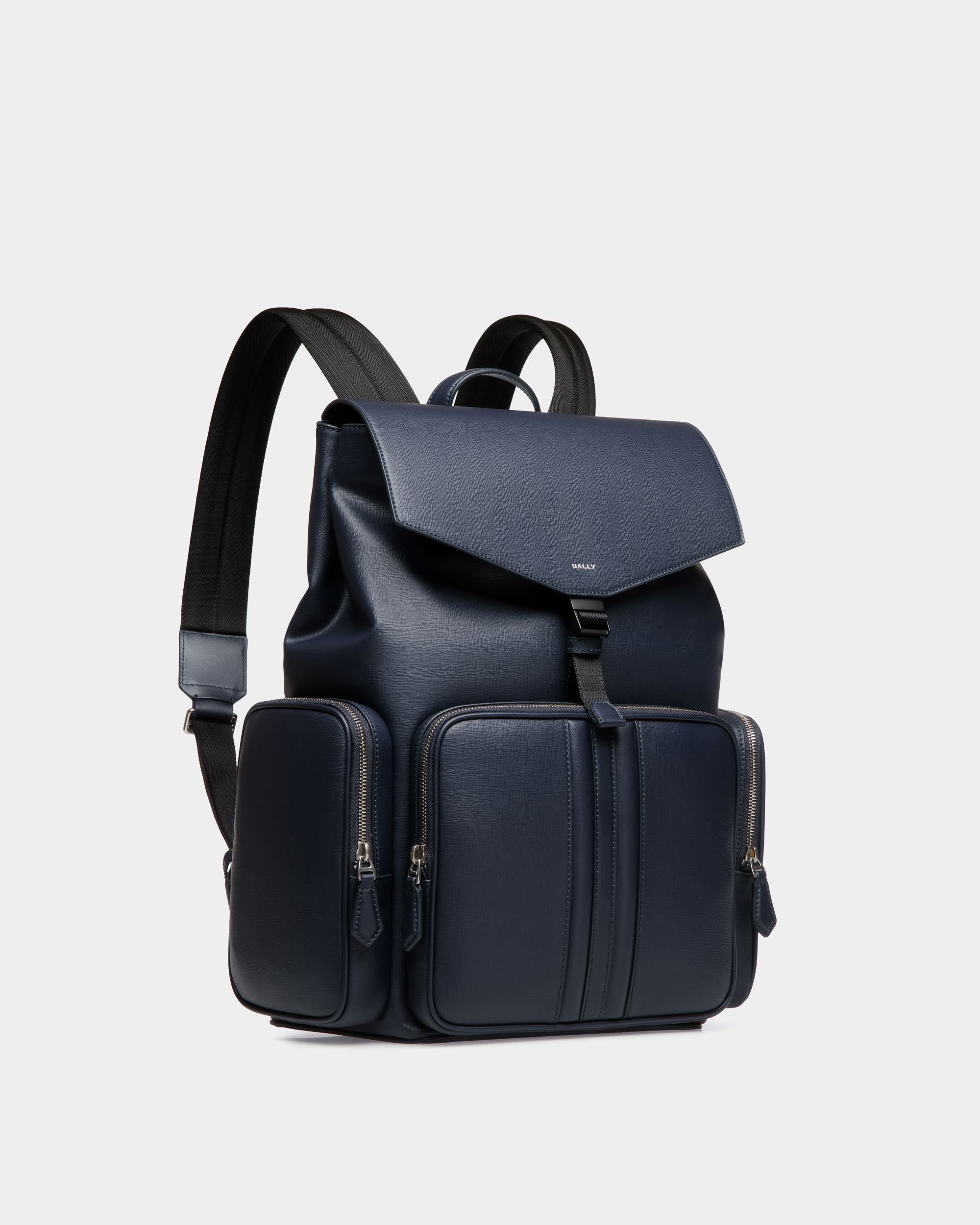 Mythos Backpack in Navy Blue Recycled Leather - Men's - Bally - 03