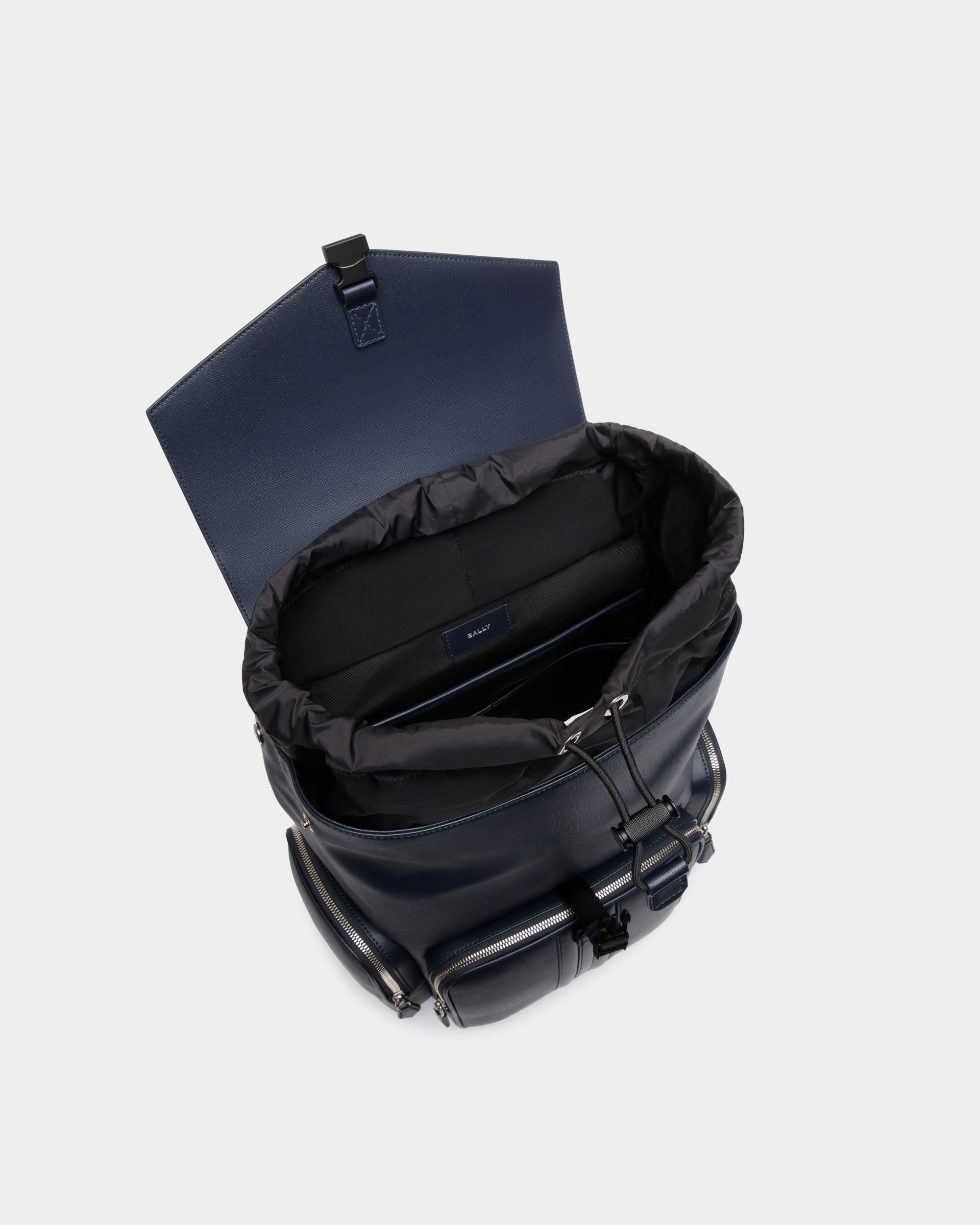 Mythos Backpack in Navy Blue Recycled Leather - Men's - Bally - 04