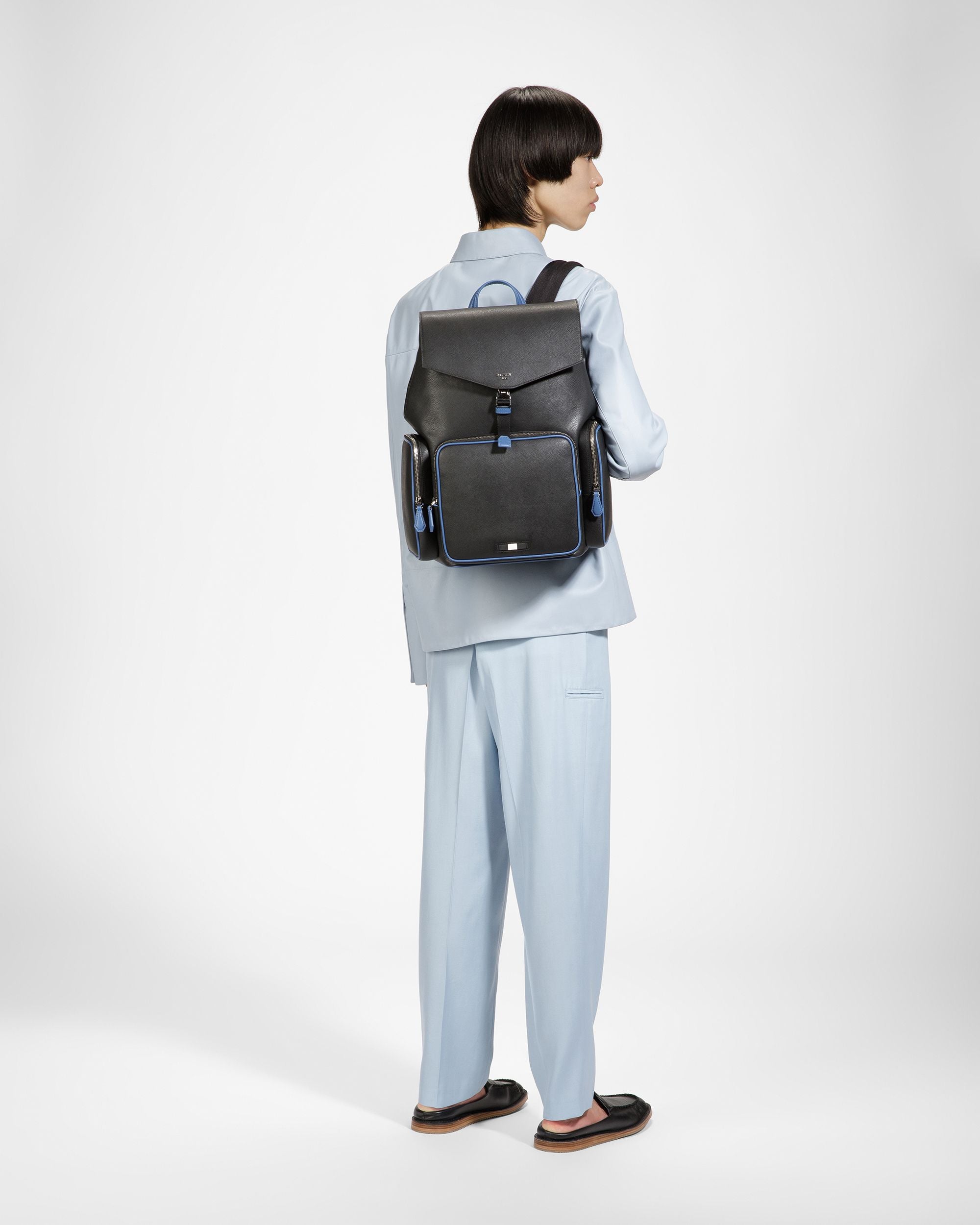 Maxi Backpack In Black And Blue Neon - Men's - Bally - 02