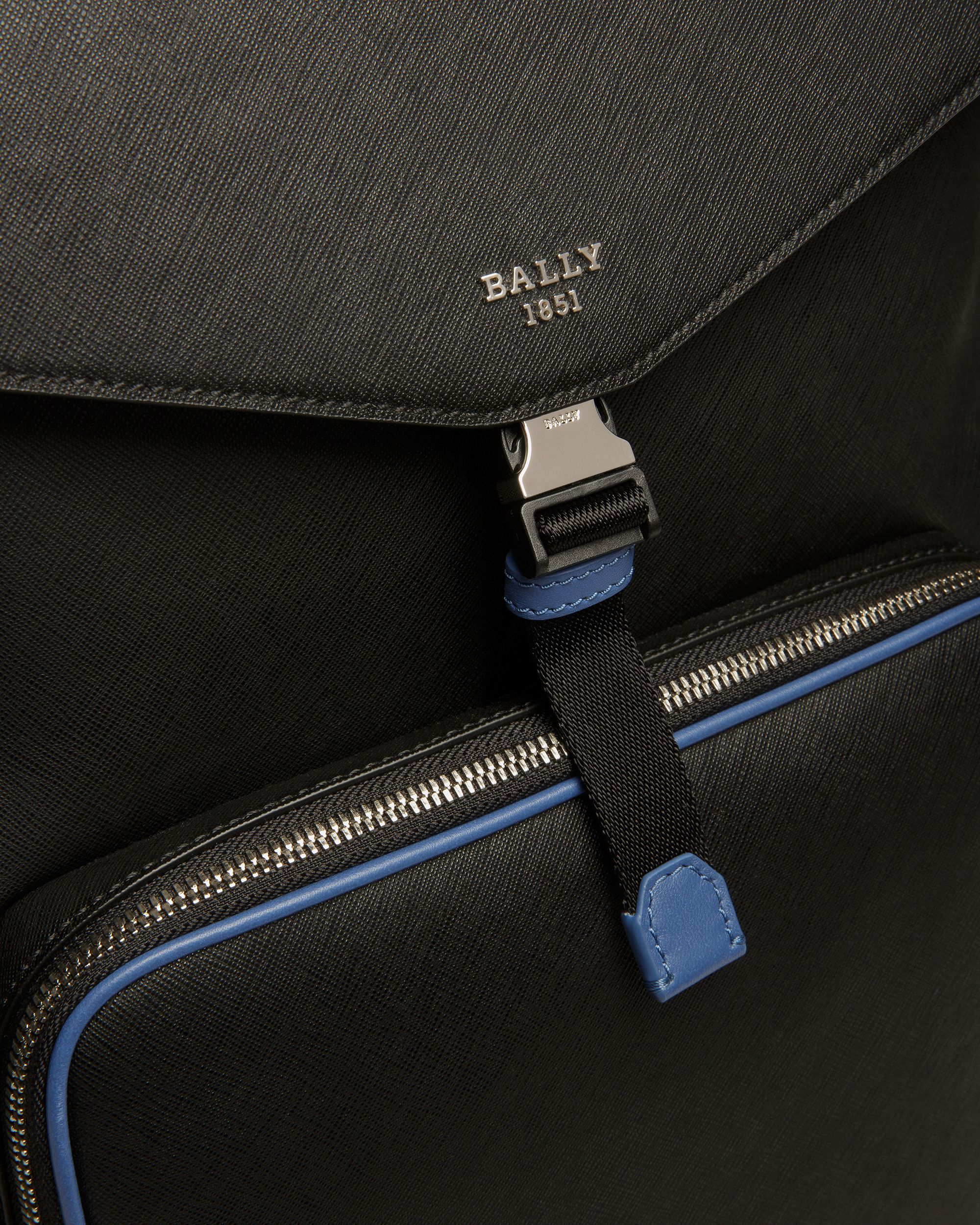 Maxi Backpack In Black And Blue Neon - Men's - Bally - 05