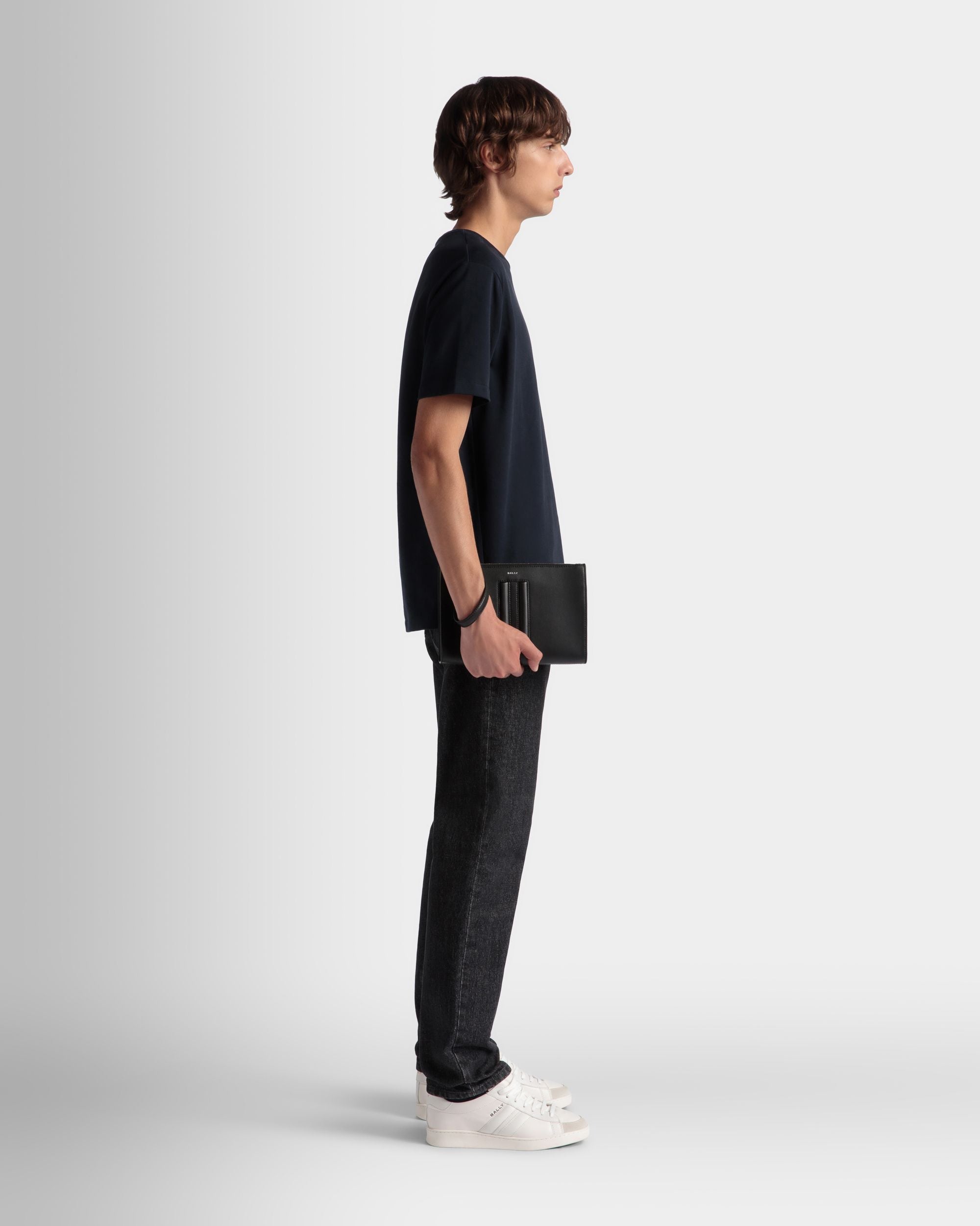 Mythos Pouch In Black Recycled Leather - Men's - Bally - 02