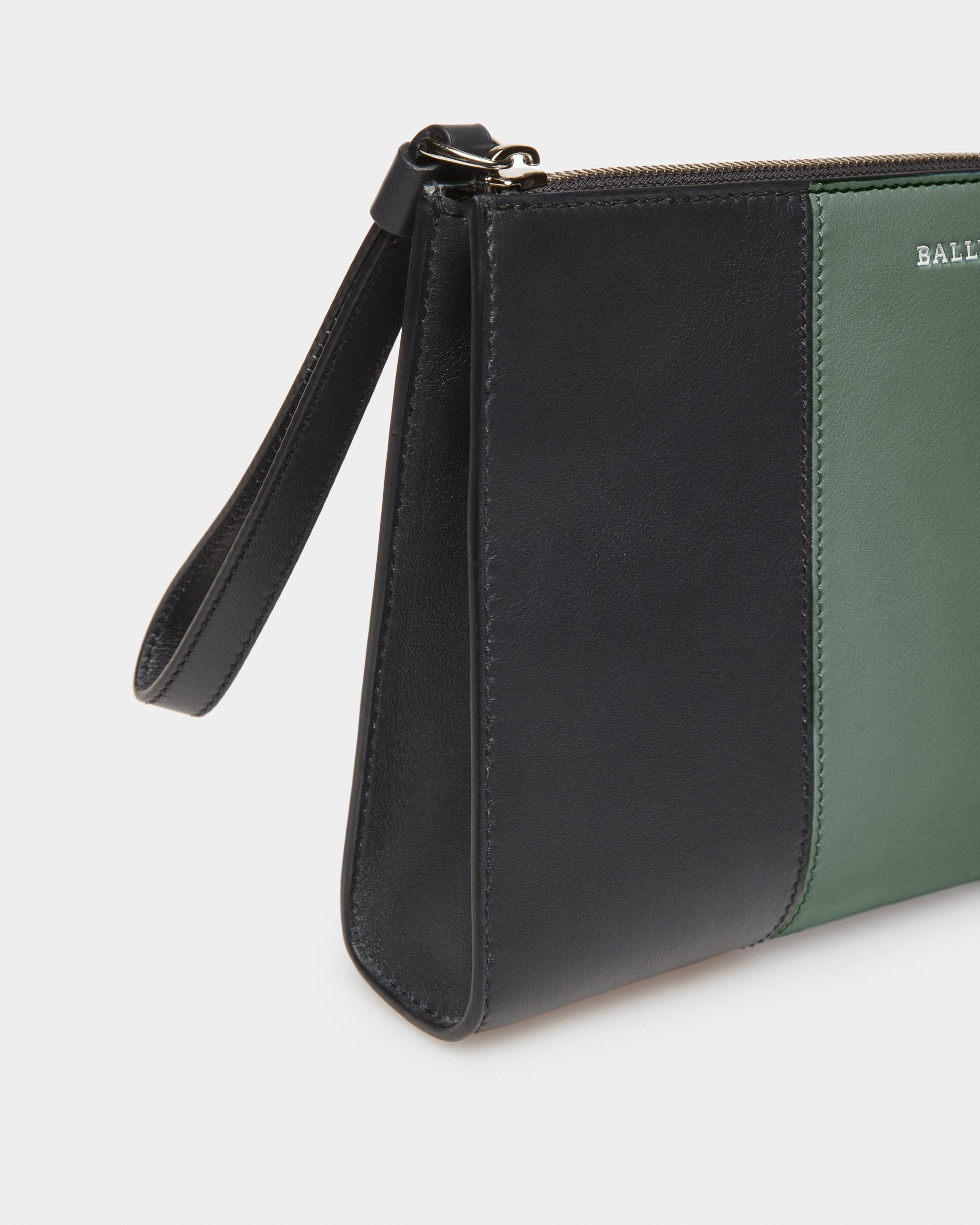 Haig Leather Clutch In Black & Green - Men's - Bally - 05