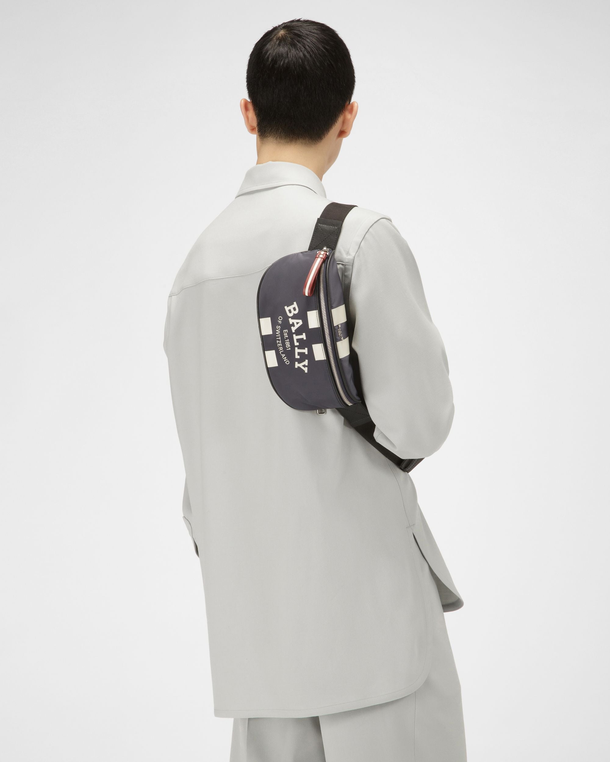 Flynos Nylon Bum Bag In Navy - Men's - Bally - 01