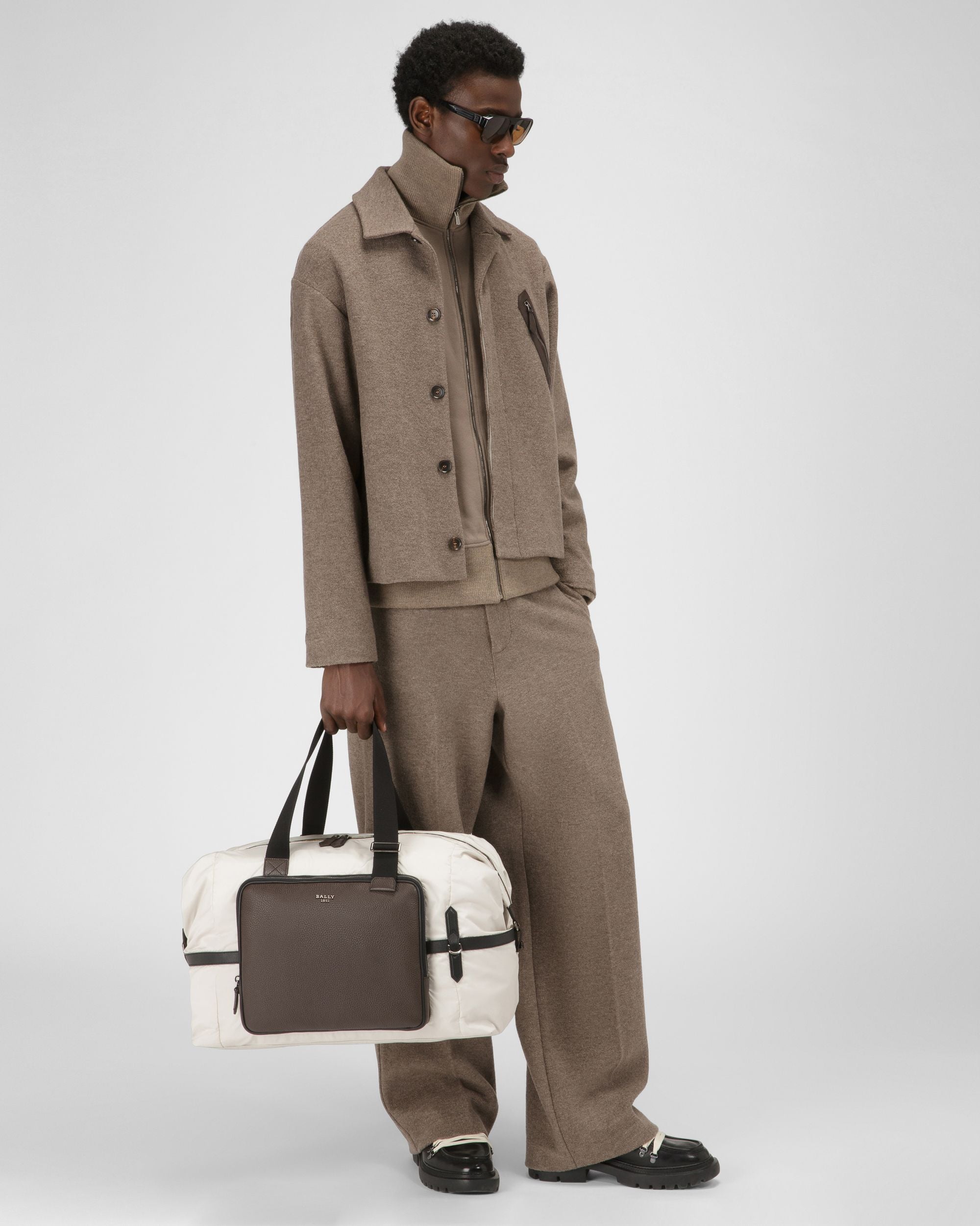 Balten Recycled Nylon Weekender In Denty White - Men's - Bally - 06