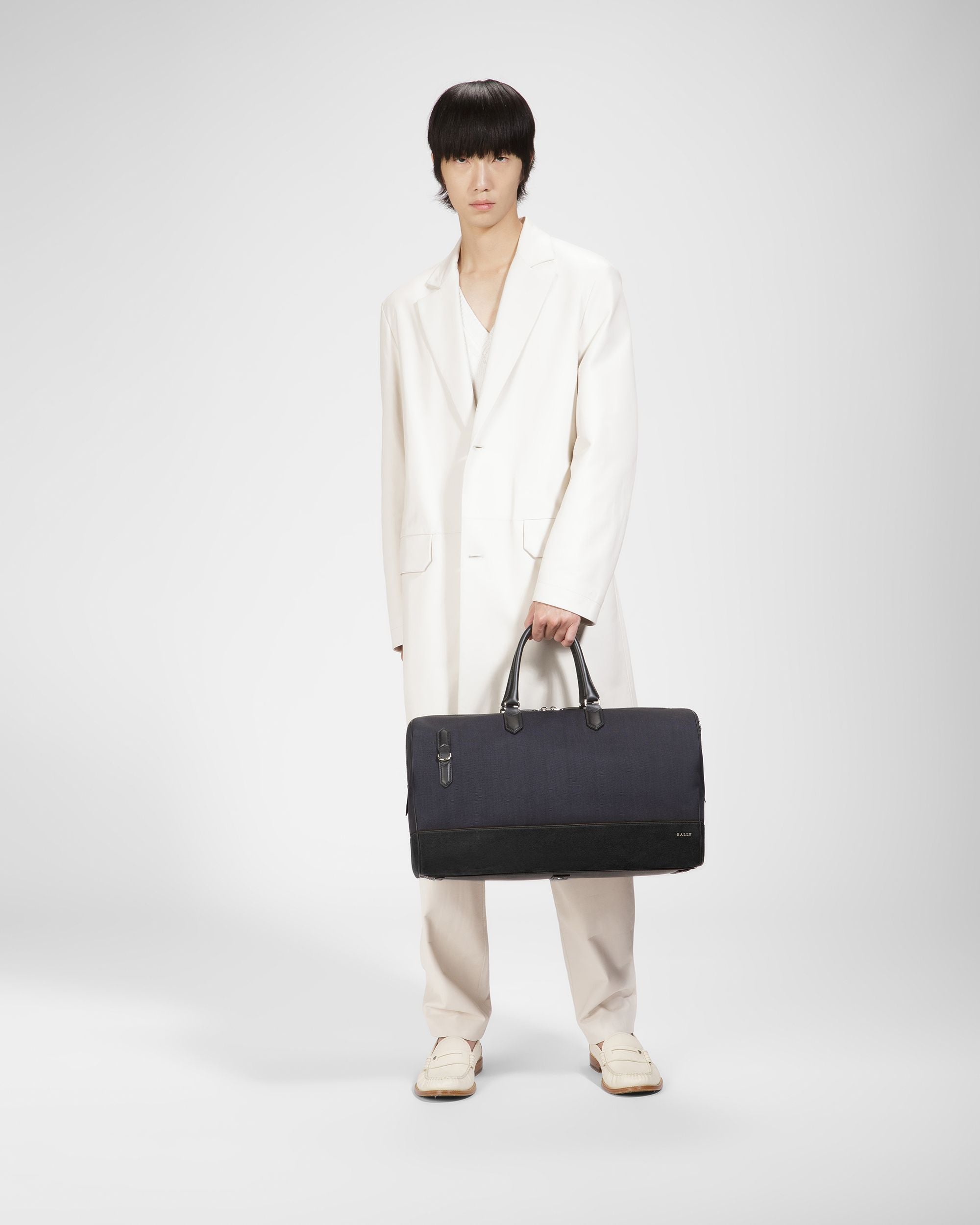 Caius Leather And Nylon Weekender Bag In Midnight - Men's - Bally - 06