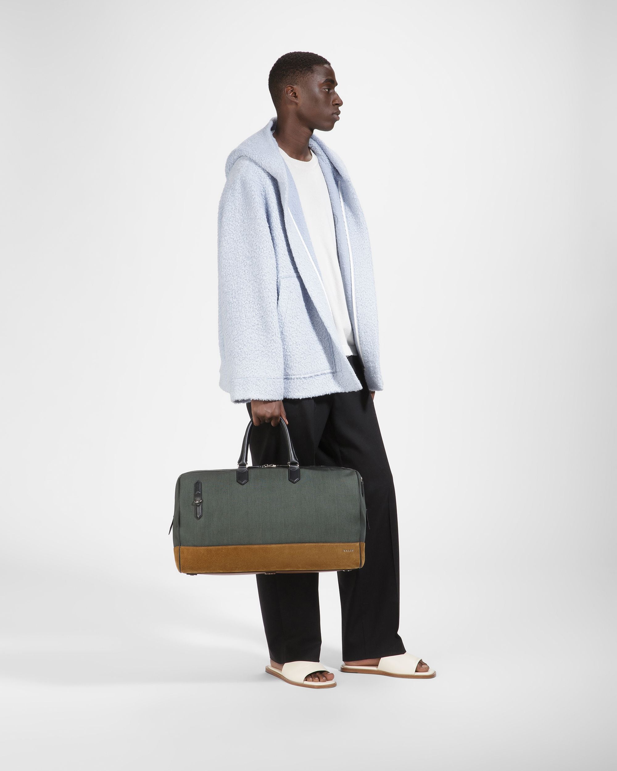 Caius Leather And Nylon Weekender Bag In Sage - Men's - Bally - 07
