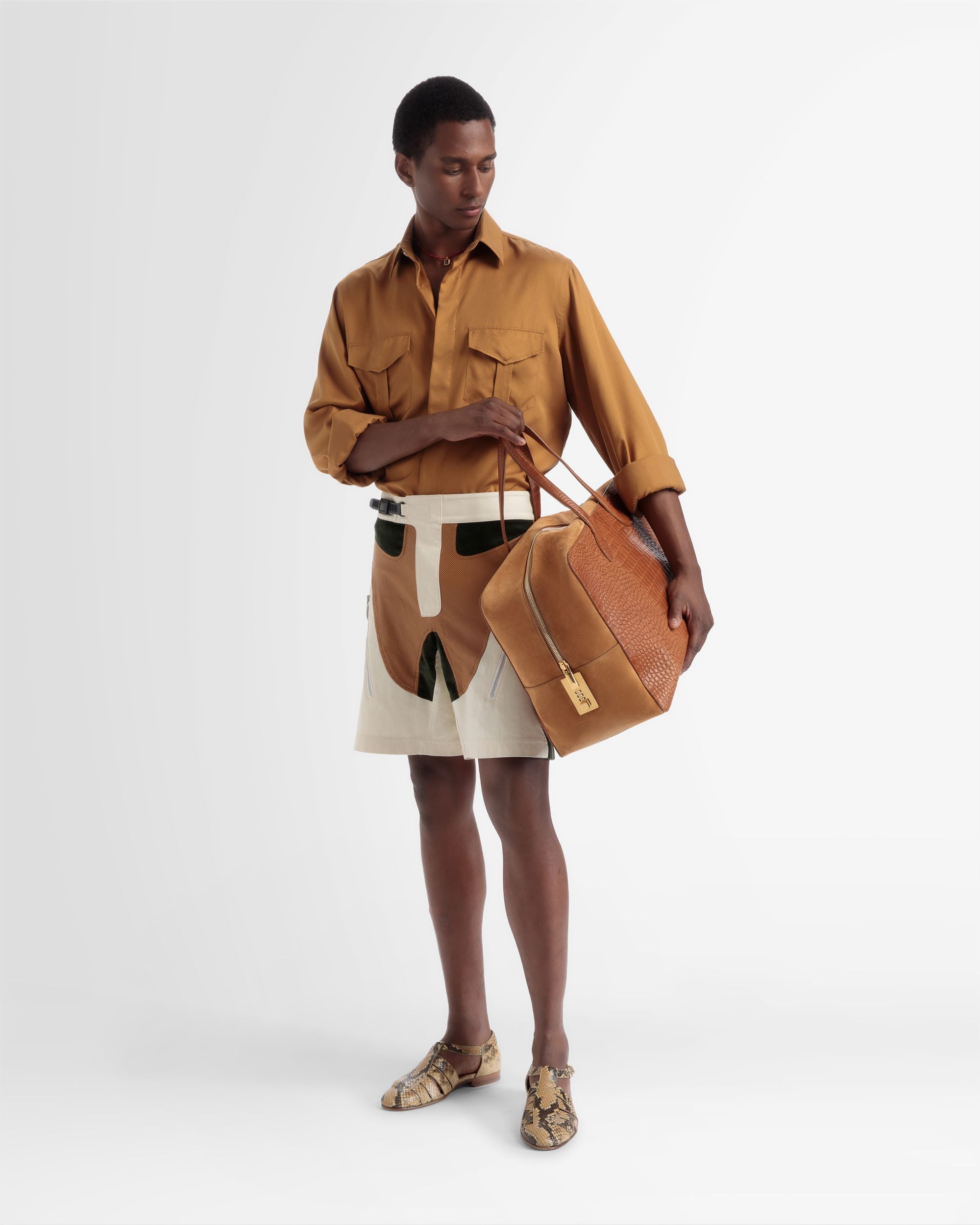 Lago Large Weekender In Crocodile Embossed - Men's - Bally - 02