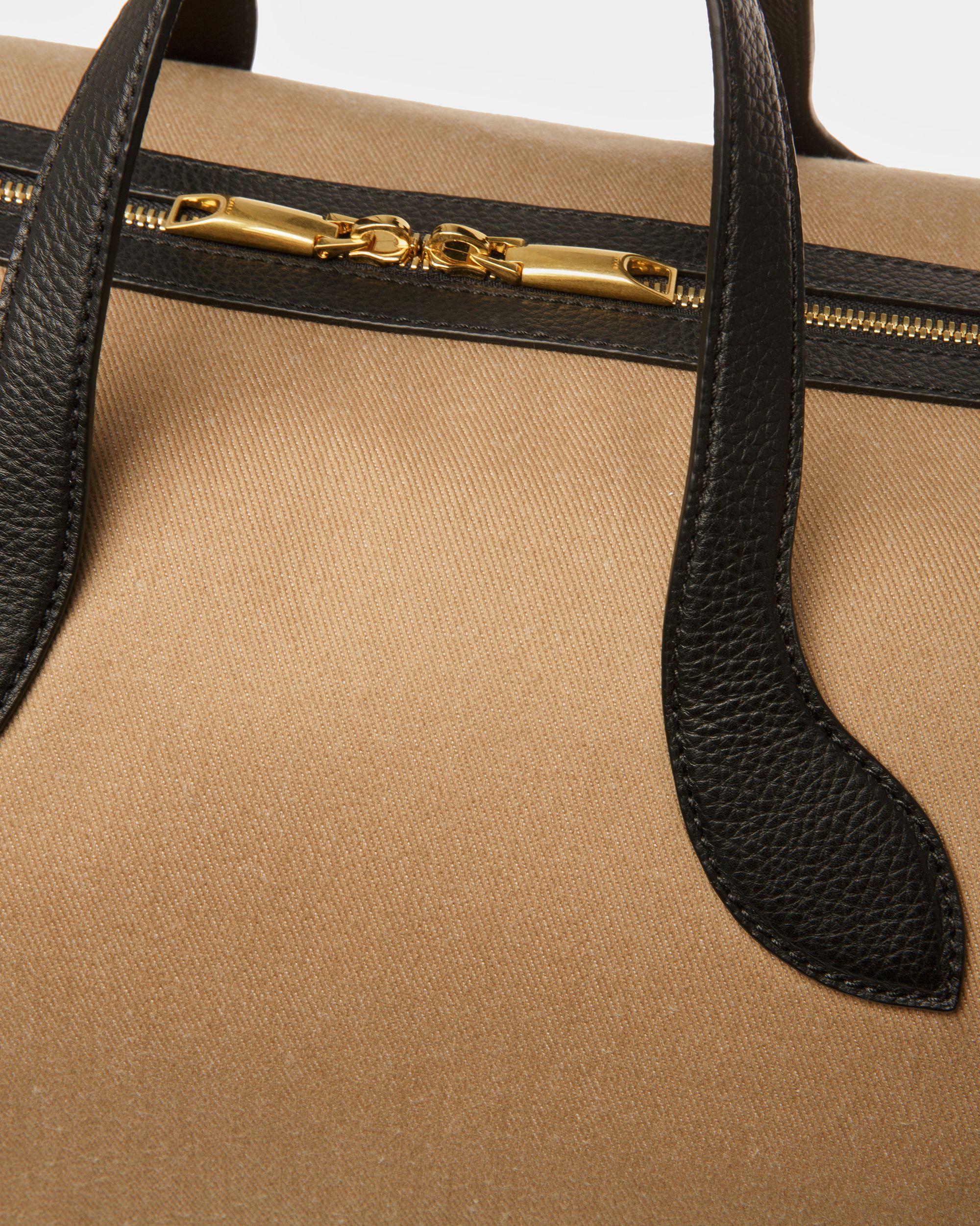 Bar Weekender In Sand And Black Fabric And Leather - Men's - Bally - 06